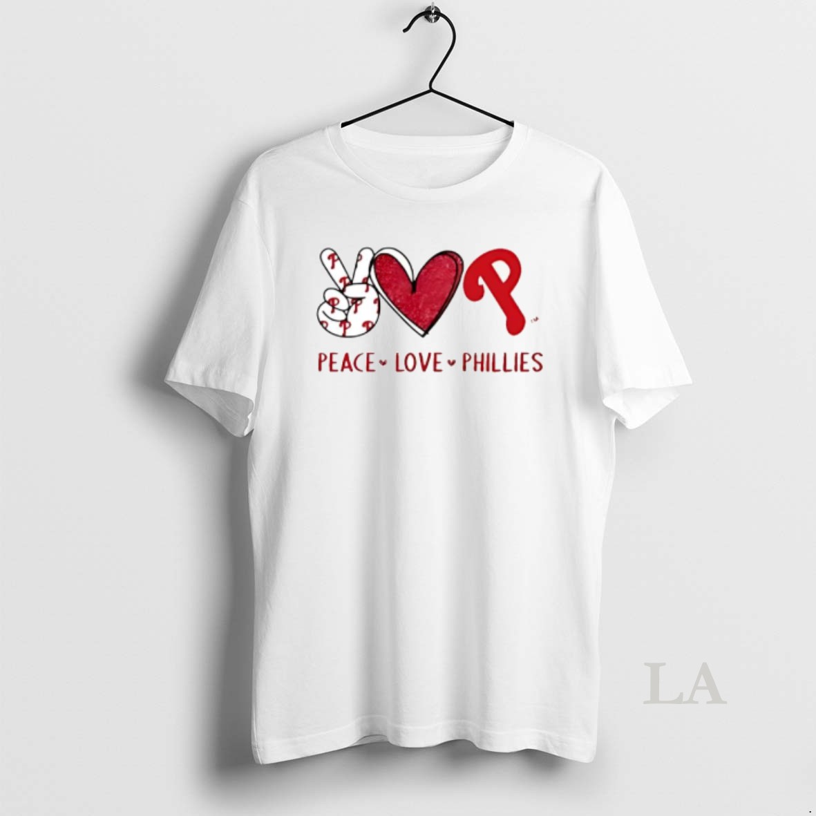 Original Peace Love Phillies Philadelphia Baseball Hand Heart Graphics Shirt