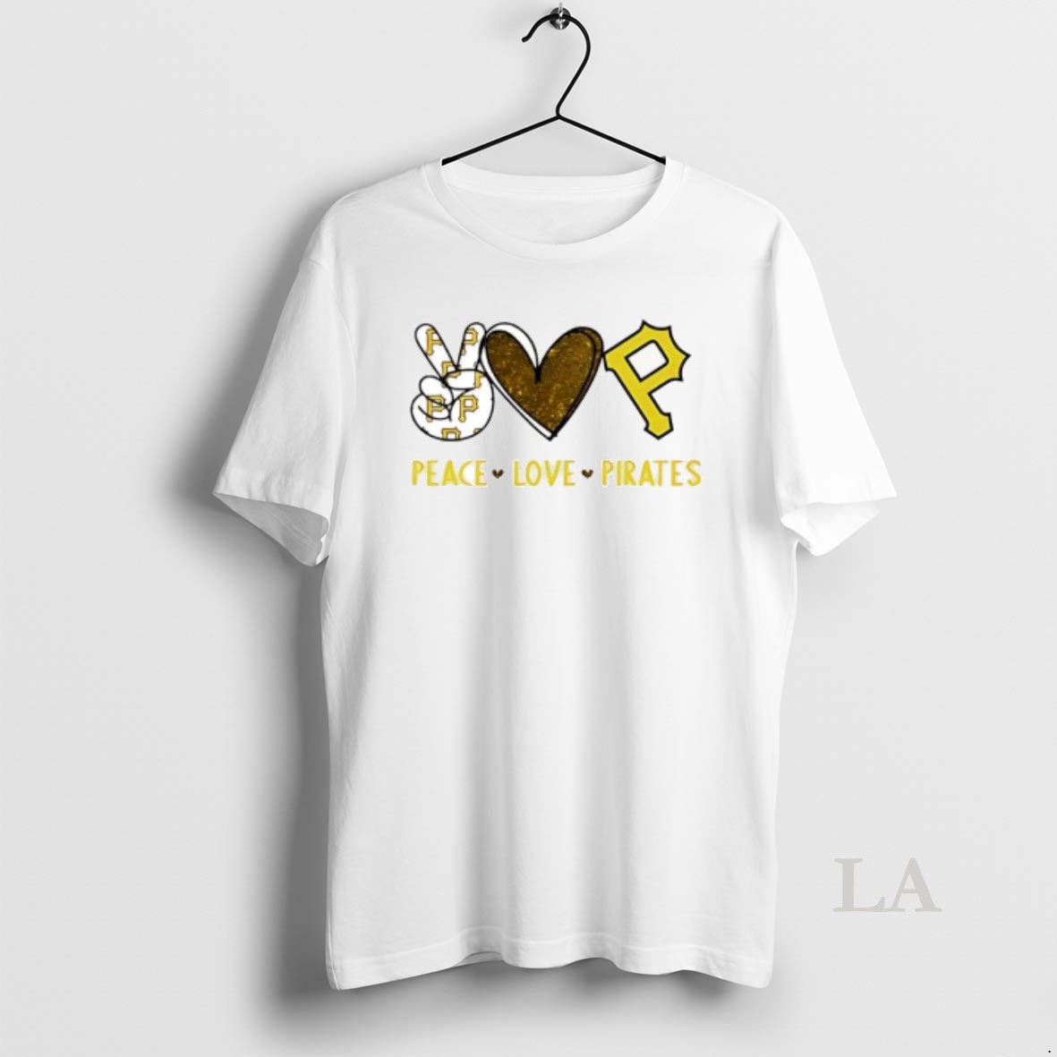 Original Peace Love Pirates Pittsburgh Baseball Hand Heart Graphics Shirt