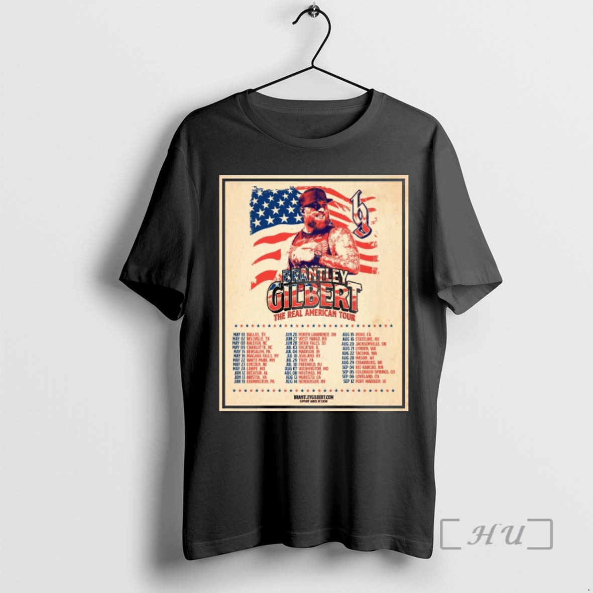 Officials Brantley Gilbert The Real American Tour 2026 Schedule Country Music Fan Premium T Shirts Sweater Hoodie
