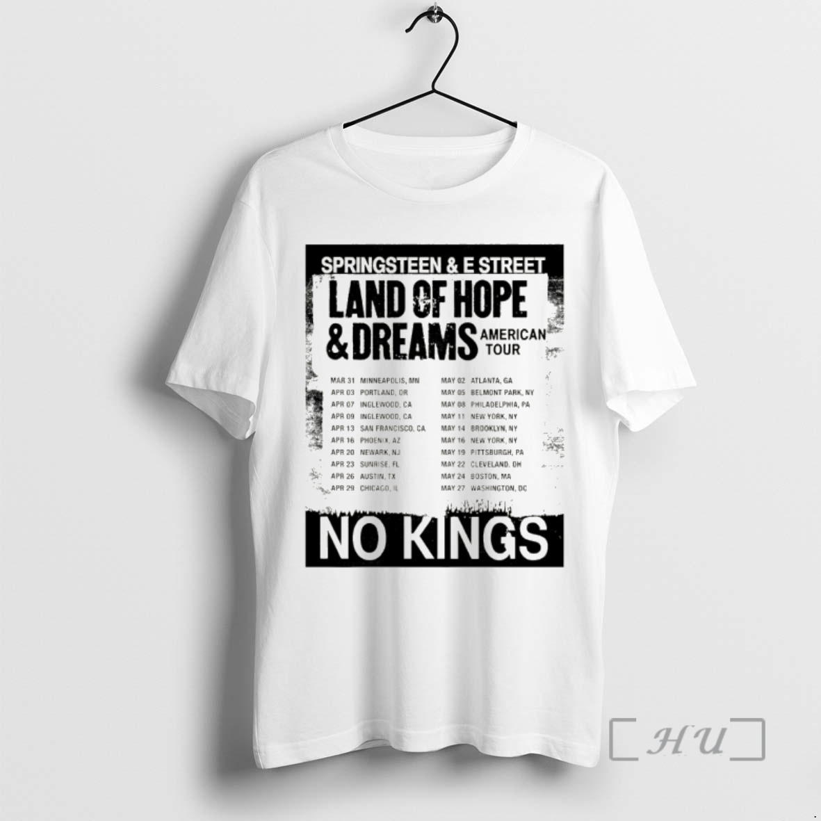Officials Bruce Springsteen And The E Street Band Land Of Hope And Dreams American Tour No Kings Premium T Shirts Sweater Hoodie