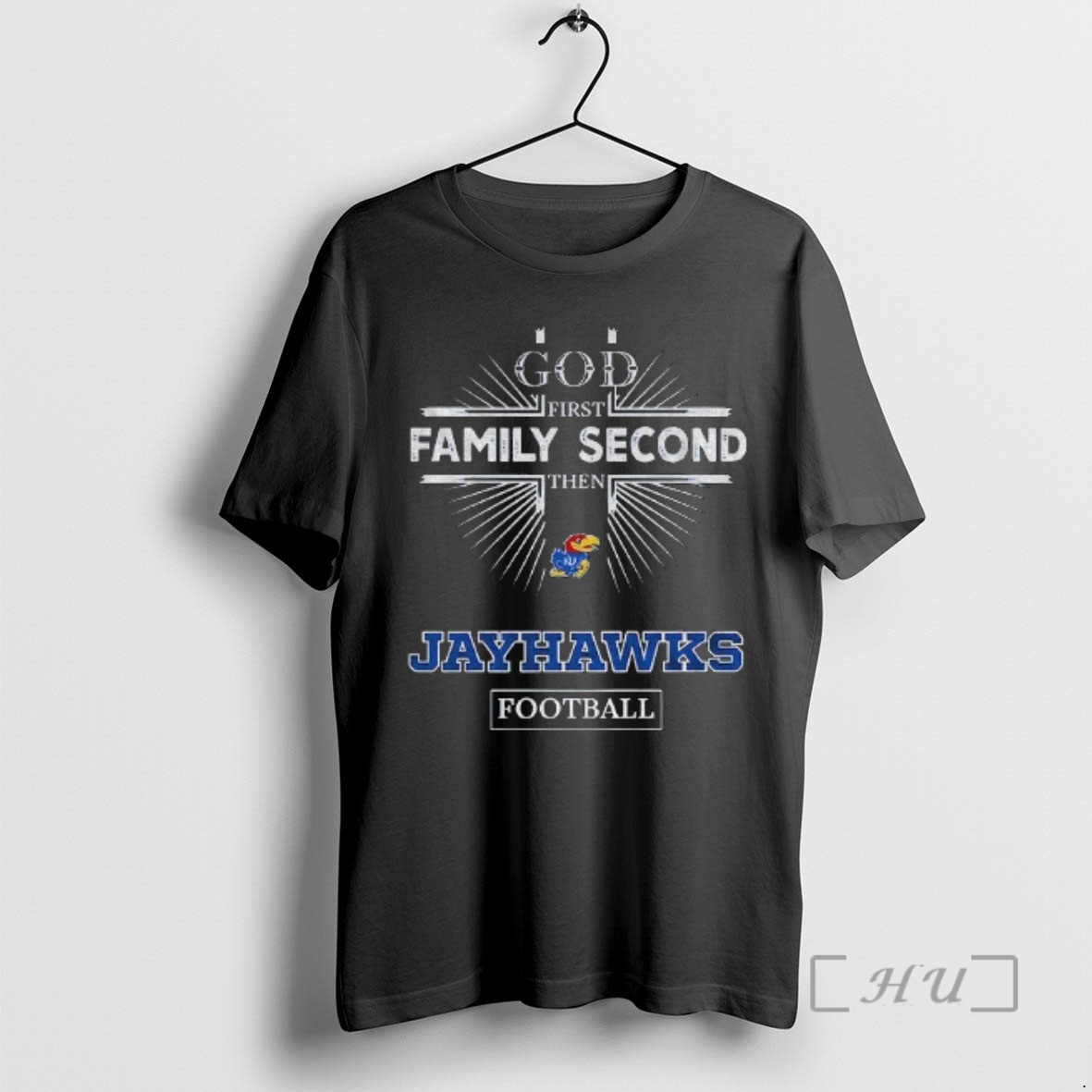 Officials God First Family Second Then Kansas Jayhawks Football Premium T Shirts Sweater Hoodie