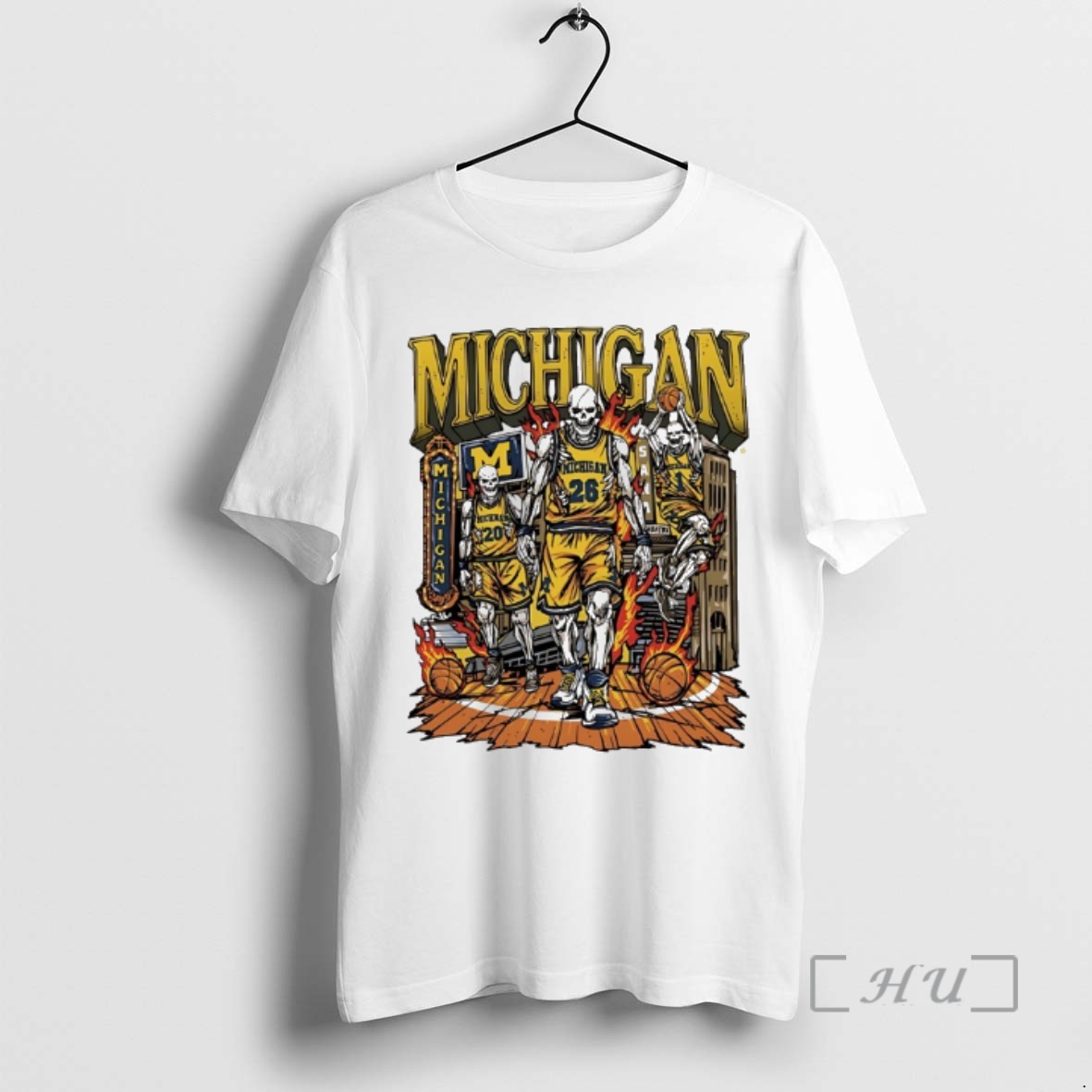 Officials Michigan Wolverines Basketball Skelly Graphic Premium T Shirts Sweater Hoodie