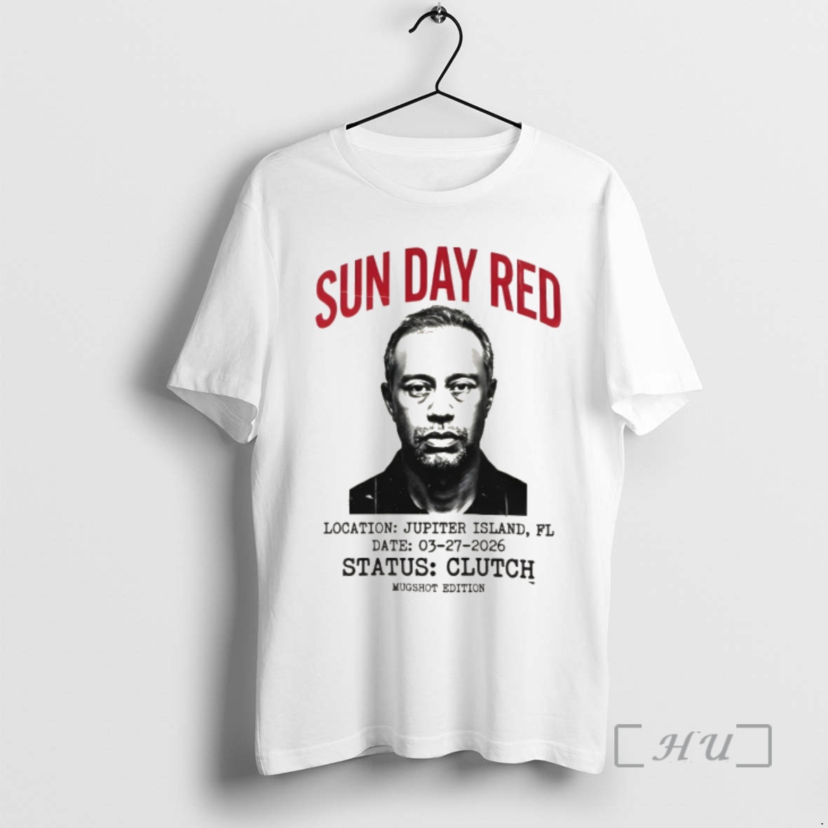 Officials Tiger Woods Sun Day Red Iconic Mugshot Location Jupiter Island Premium T Shirts Sweater Hoodie
