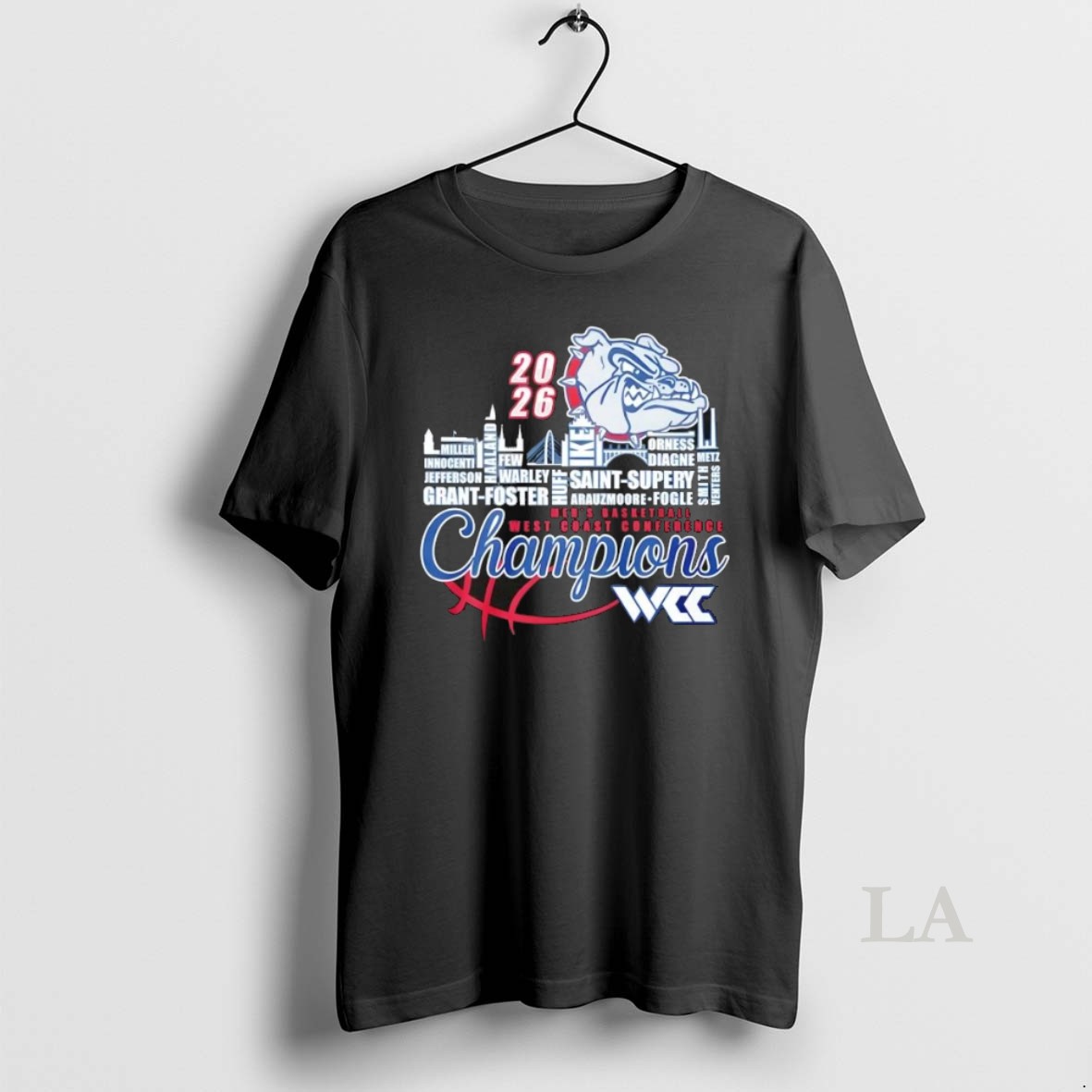 Original 2026 Mens Basketball West Coast Conference Champions Gonzaga Bulldogs All Names City Shirt