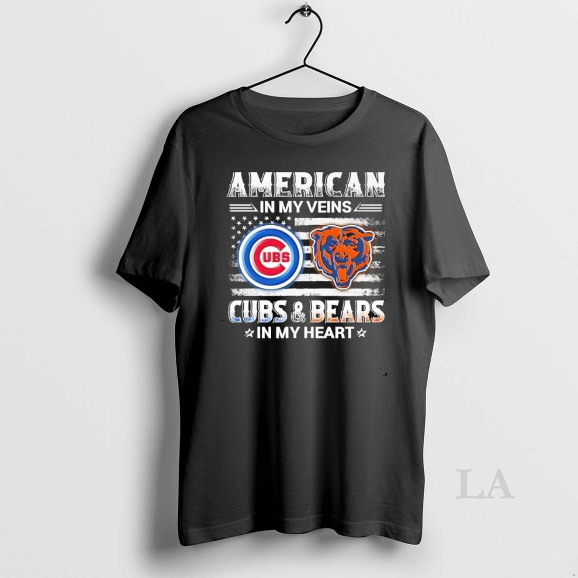 Original American In My Veins Chicago Sports Cubs And Bears In My Heart Shirt