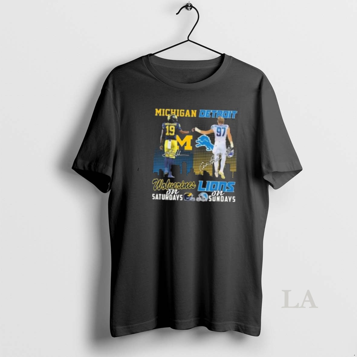 Original Underwood Michigan Wolverines On Saturdays And Hutchinson Detroit Lions On Sundays Signatures Shirt