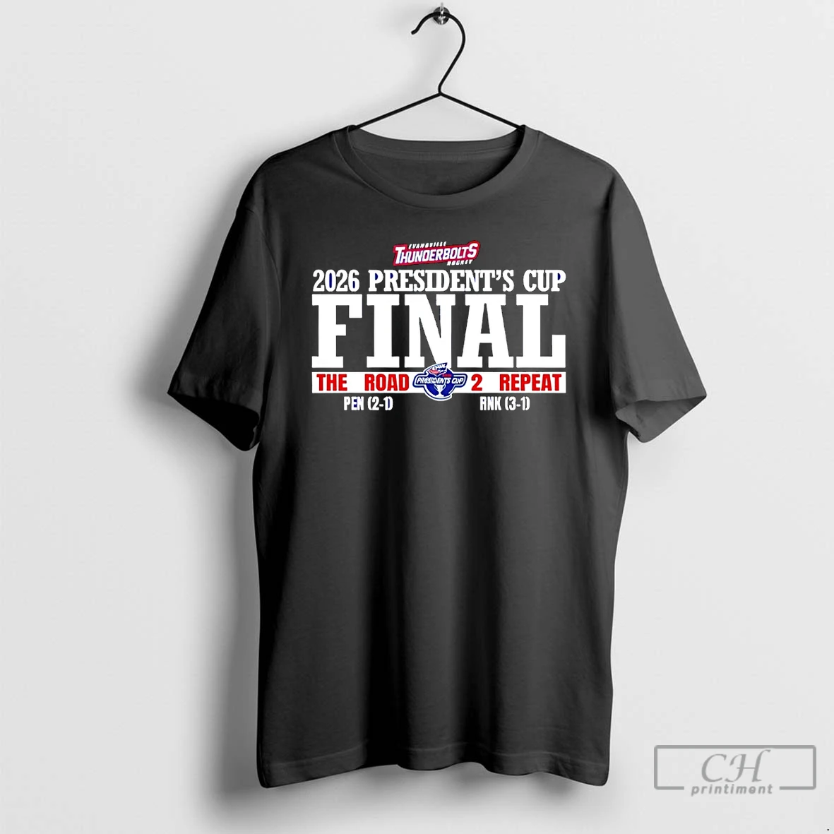 Premium Evansville Thunderbolts Hockey Presidents Cup The Road 2 Repeat 2026 T Shirts Sweater Hoodie