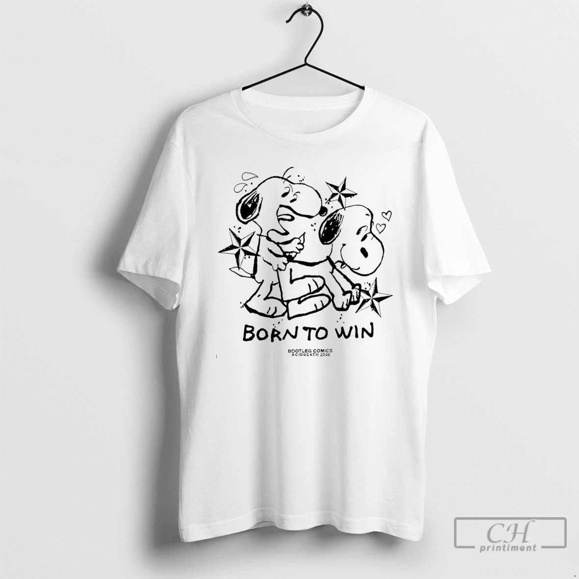 Premium Snoopy Born To Win Bootleg Comic Acid Death 2026 T Shirts Sweater Hoodie