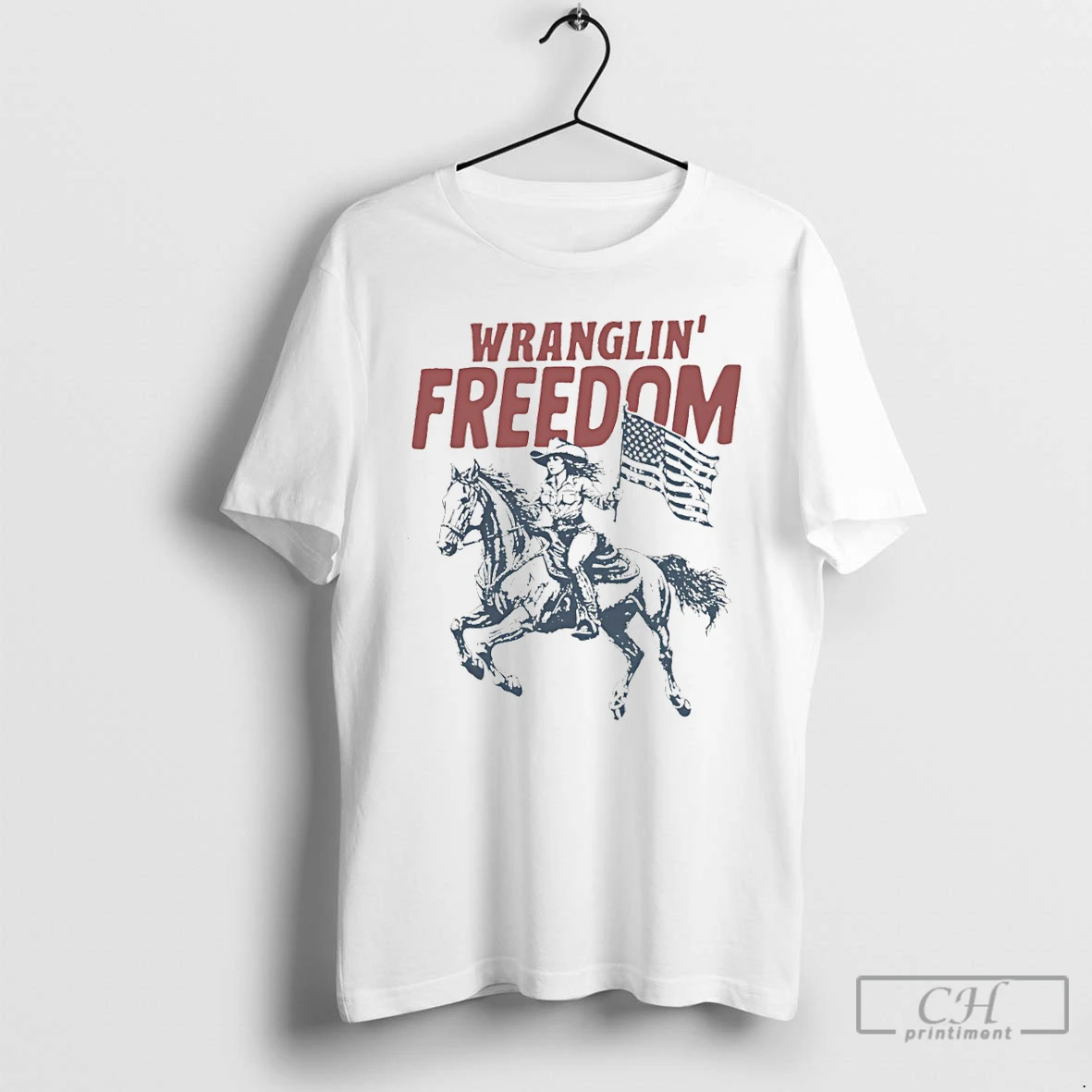 Premium Wranglin Freedom American Cowgirl 4th Of July American Flag T Shirts Sweater Hoodie