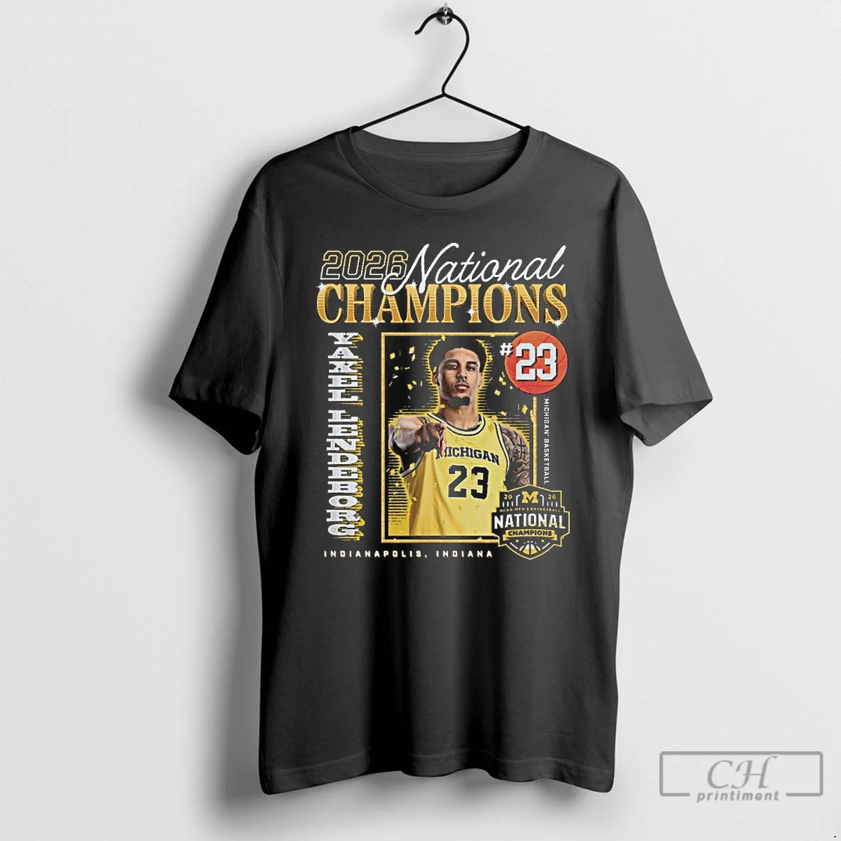 Premium Yaxel Lendeborg Michigan Wolverines 2026 Mens Basketball National Champions Indianapolis Indiana T Shirts Sweater Hoodie