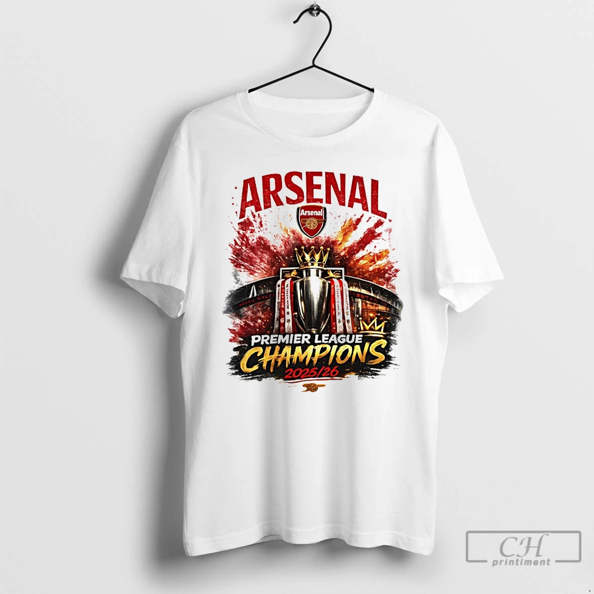 Classic Arsenal Premier League Champions 2025 26 Retro Football Graphic T Shirts Sweater Hoodie