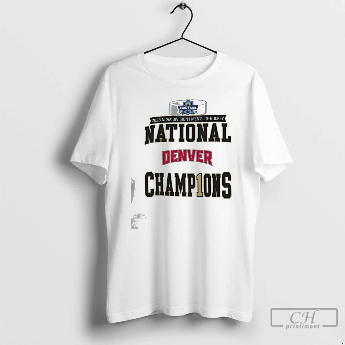 Classic Champion White Denver Pioneers 2026 Ncaa Frozen Four Mens Ice Hockey National Champions T Shirts Sweater Hoodie