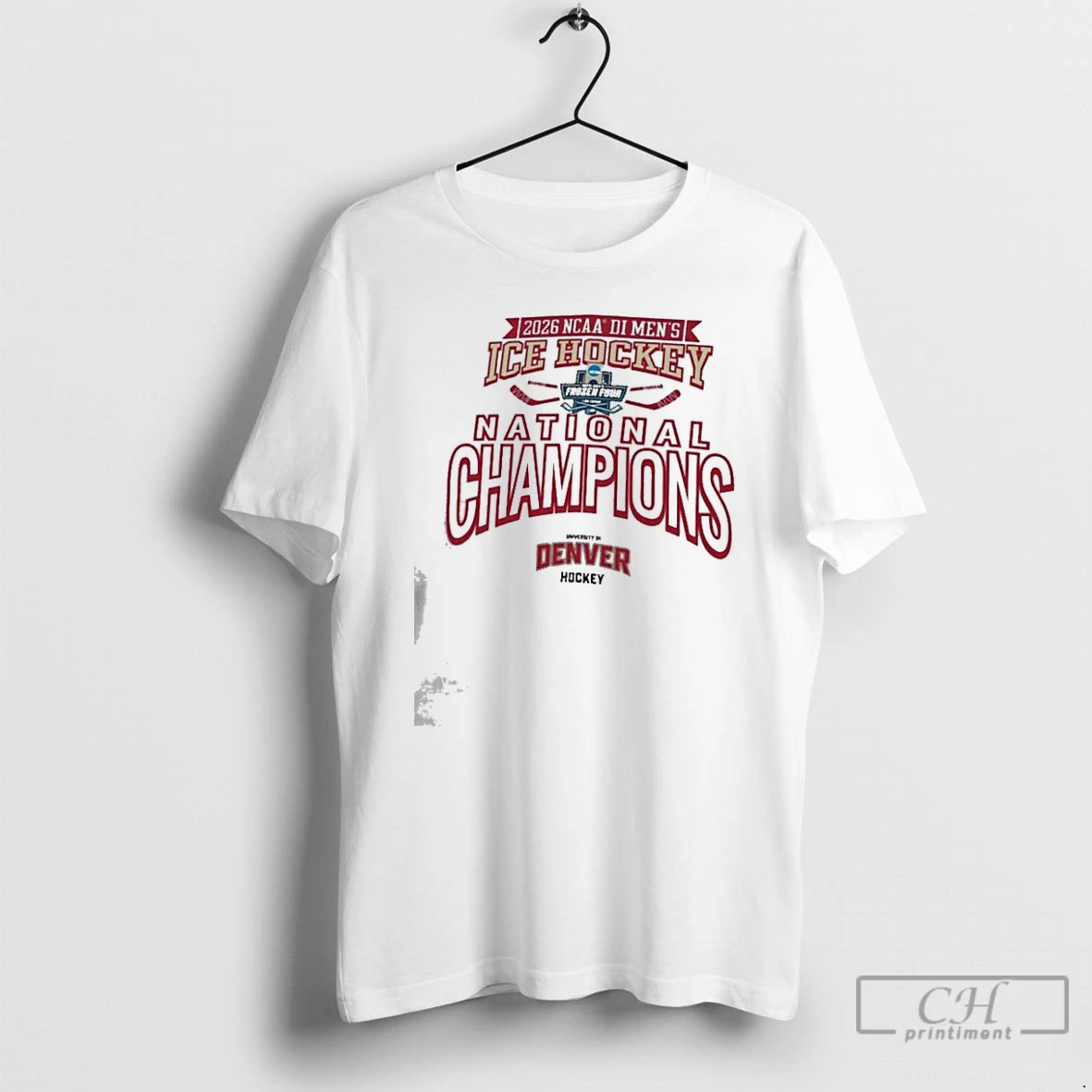Classic Denver Pioneers 2026 Ncaa Di Mens Ice Hockey Frozen Four National Champions White T Shirts Sweater Hoodie