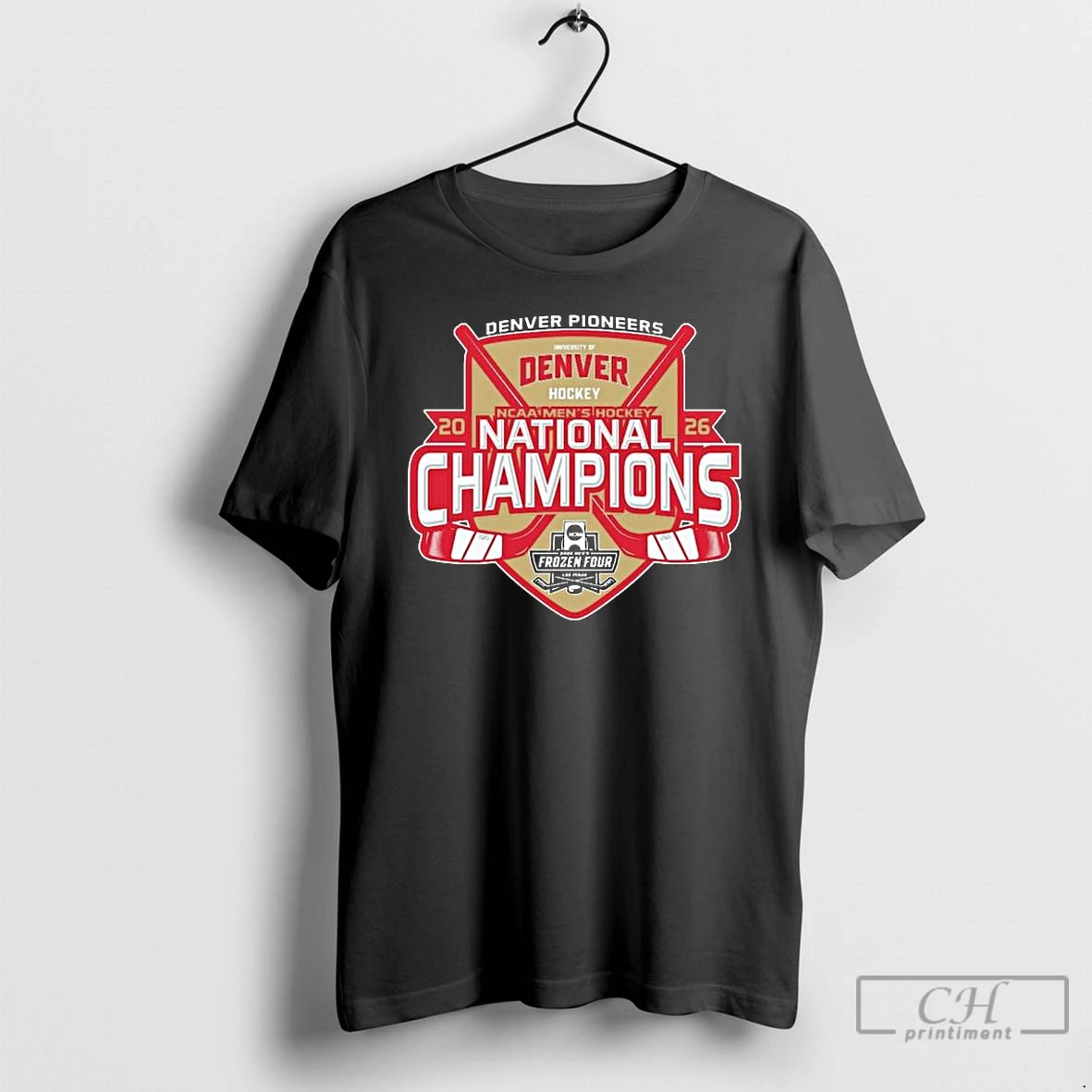 Classic Denver Pioneers 2026 Ncaa Frozen Four Mens Ice Hockey National Champions Black T Shirts Sweater Hoodie