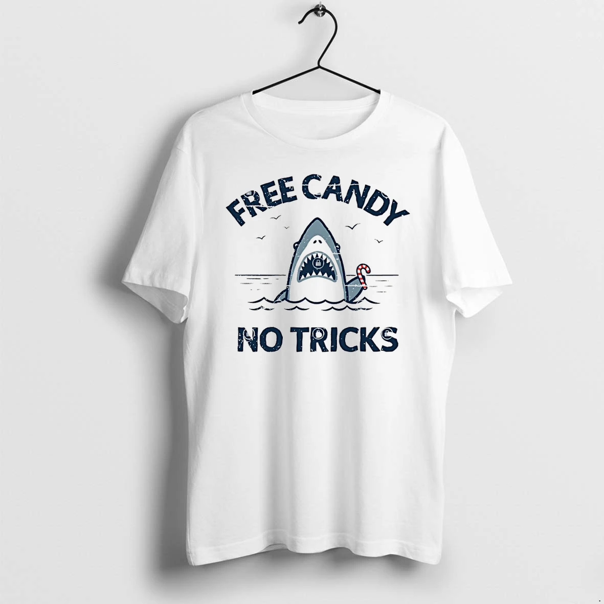 Classic Free Candy No Tricks Trust The Shark With The Candy Cane Shirts Sweater Hoodie