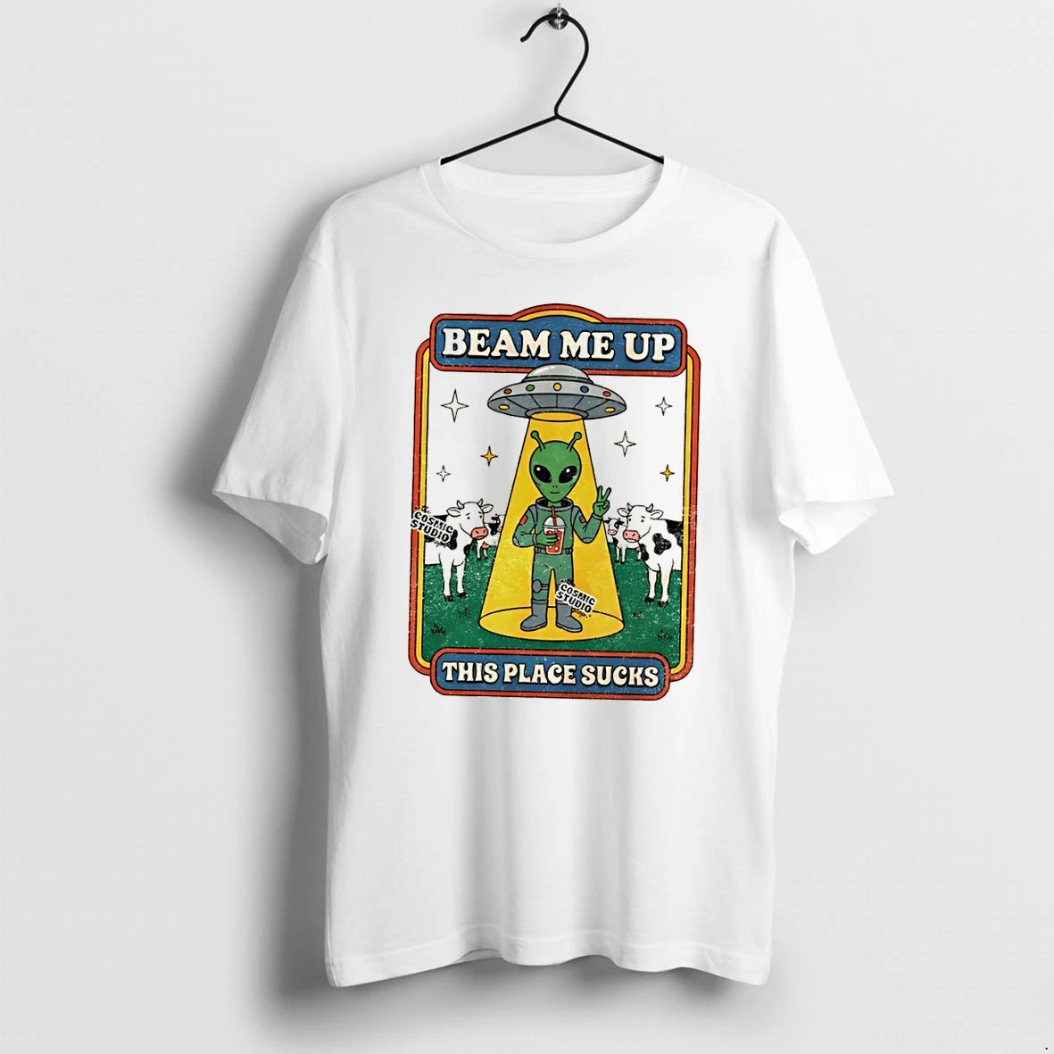 Classic Funny Alien Beam Me Up This Place Sucks Cartoon Shirts Sweater Hoodie