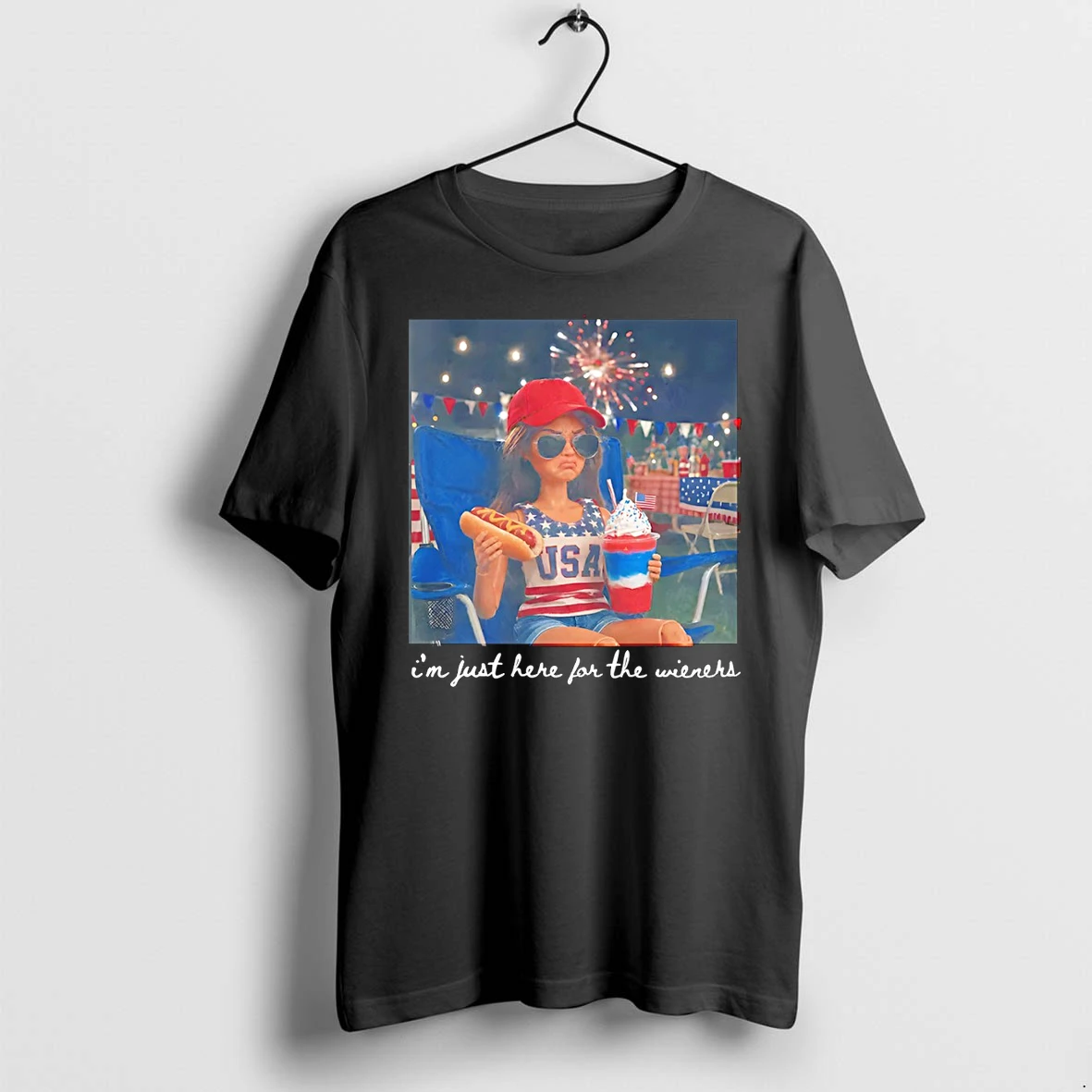 Classic Funny Barbie Doll Im Just Here For The Wieners 4th Of July 2026 Shirts Sweater Hoodie