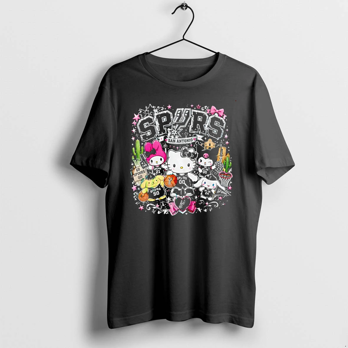 Classic Hello Kitty My Melody Kuromi San Antonio Spurs Basketball Playoffs Nba City Skyline San Antonio Tx Shirts Sweater Hoodie
