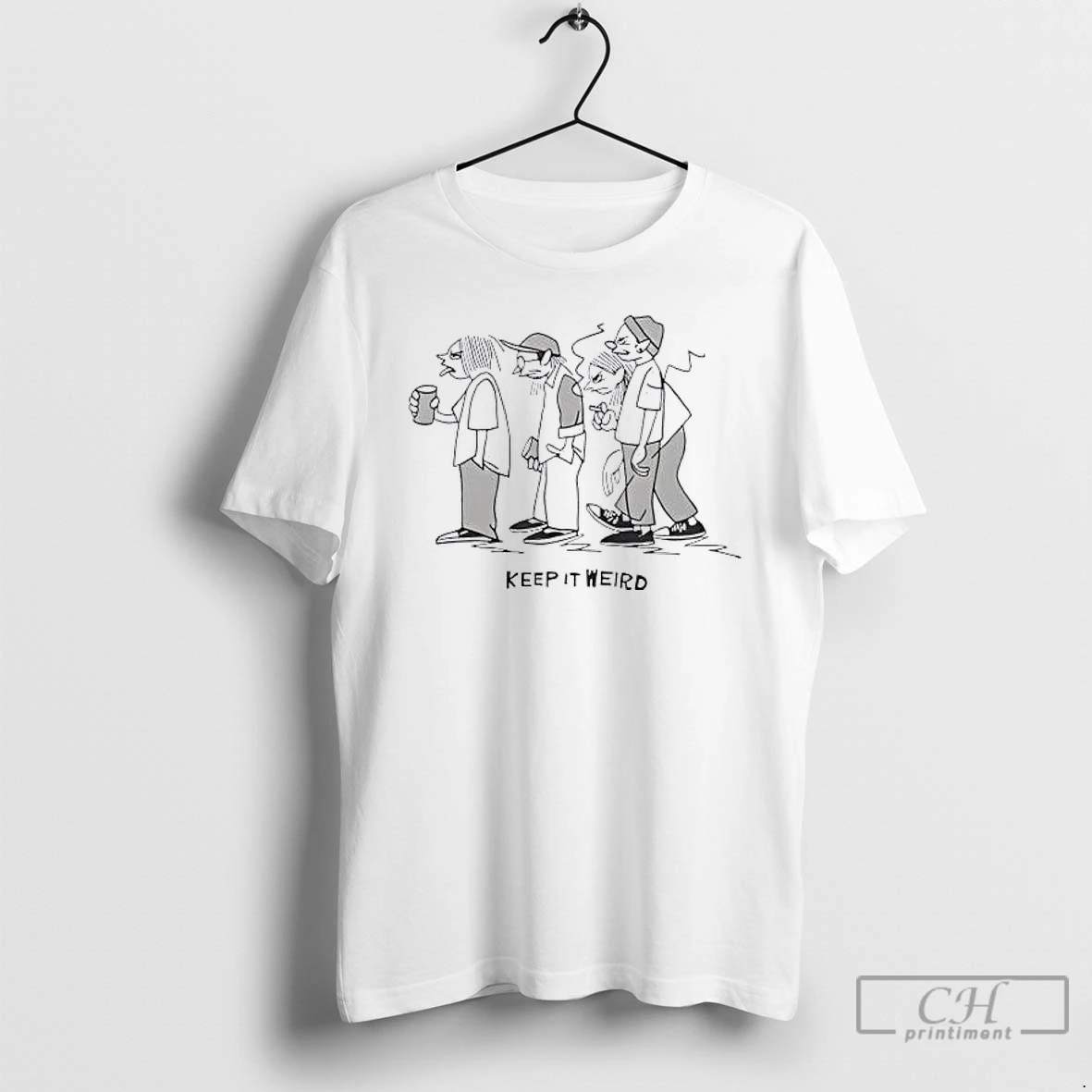 Classic Keep It Weird Line Art T Shirts Sweater Hoodie
