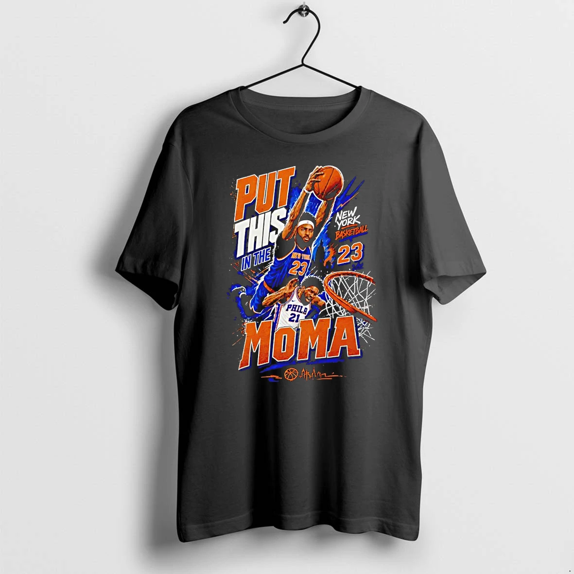 Classic Put This In The Moma Joel Embiid Vs Mitchell Robinson New York Knicks Basketball Dunk Shirts Sweater Hoodie