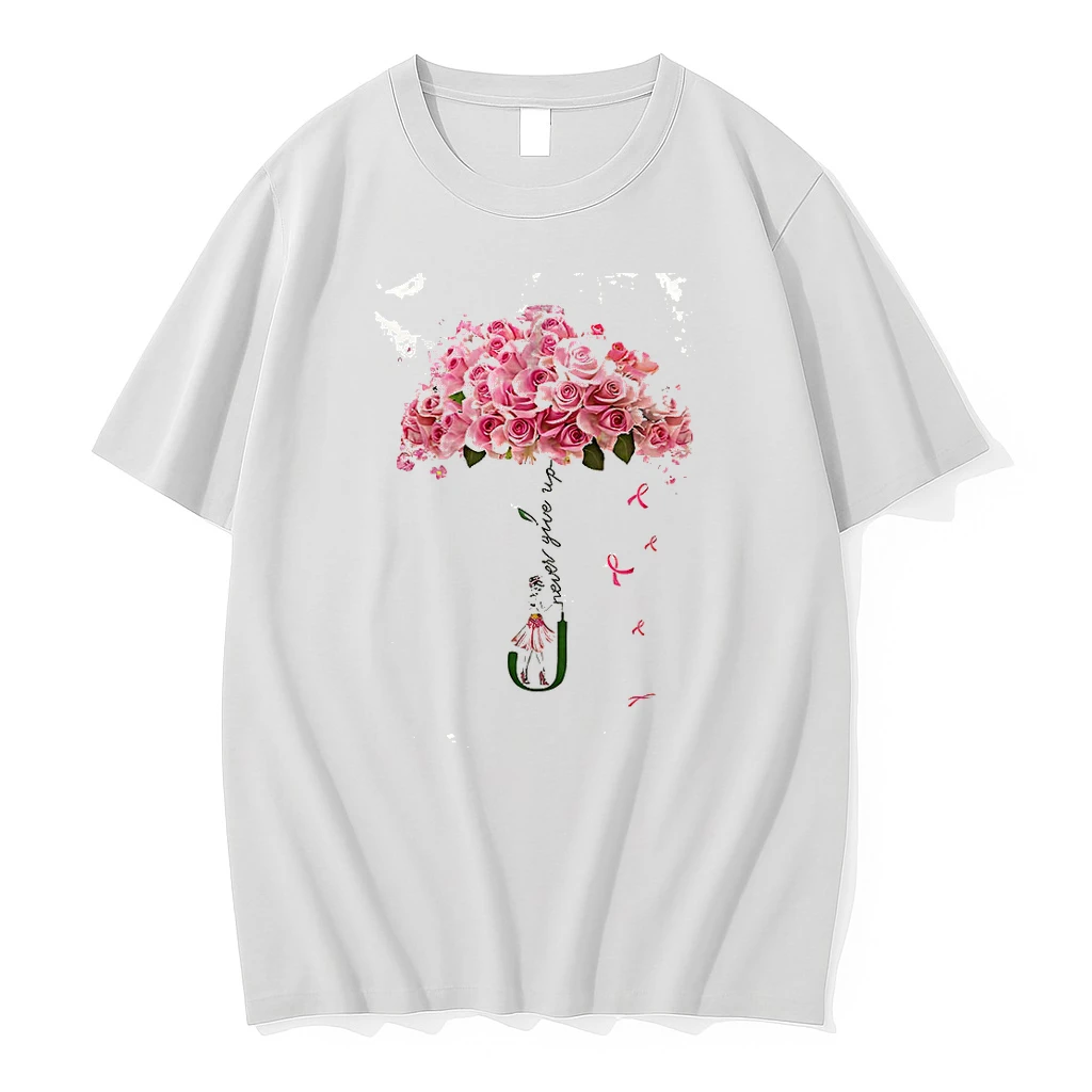 Classic Strong Girl Flower Never Give Up Breast Cancer Shirts Sweater Hoodie