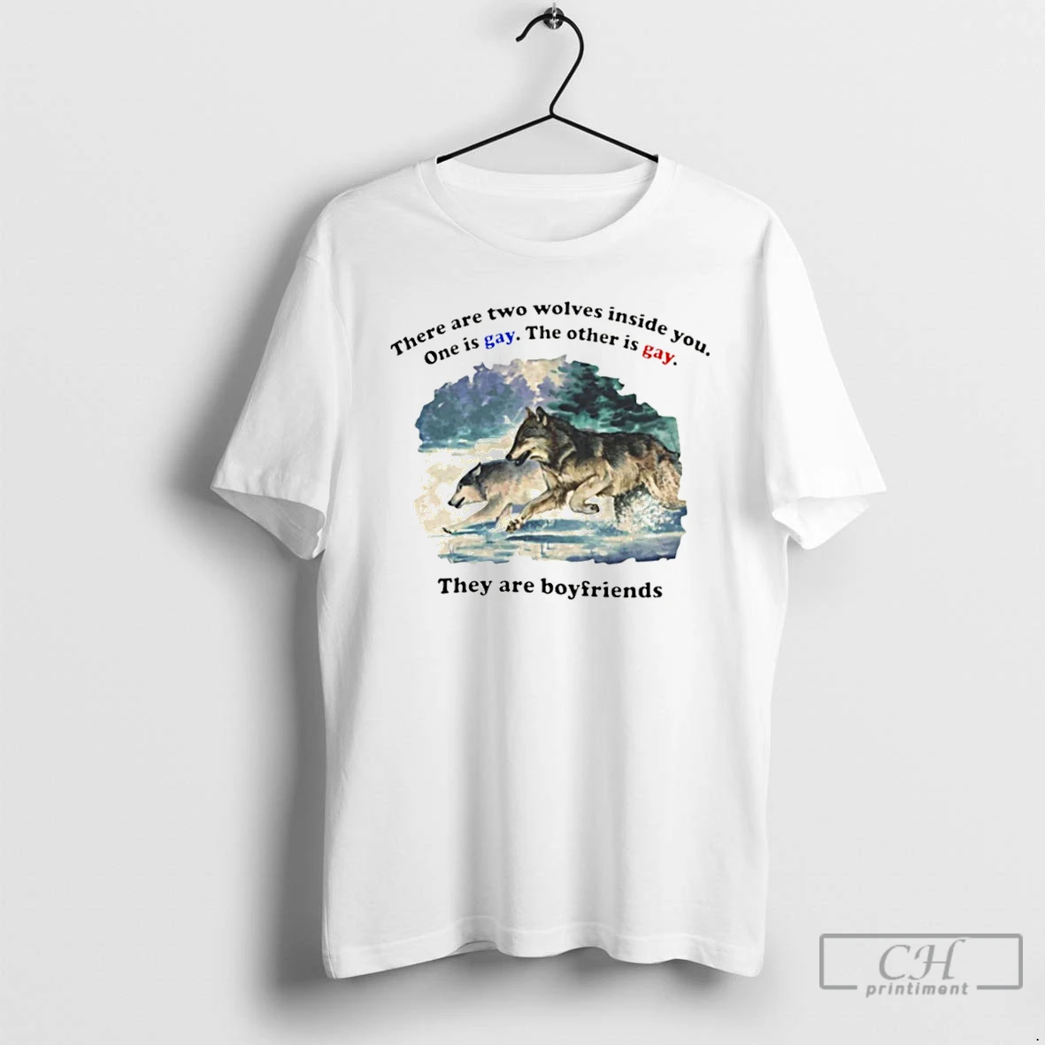 Classic Two Wolves They Are Boyfriends Funny Meme One Is Gay The Other Is Gay T Shirts Sweater Hoodie