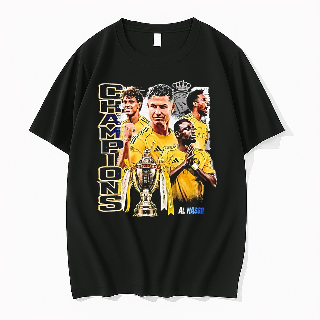 Official Al Nassr Champions 2026 Ronaldo And Team Trophy Football T Shirts