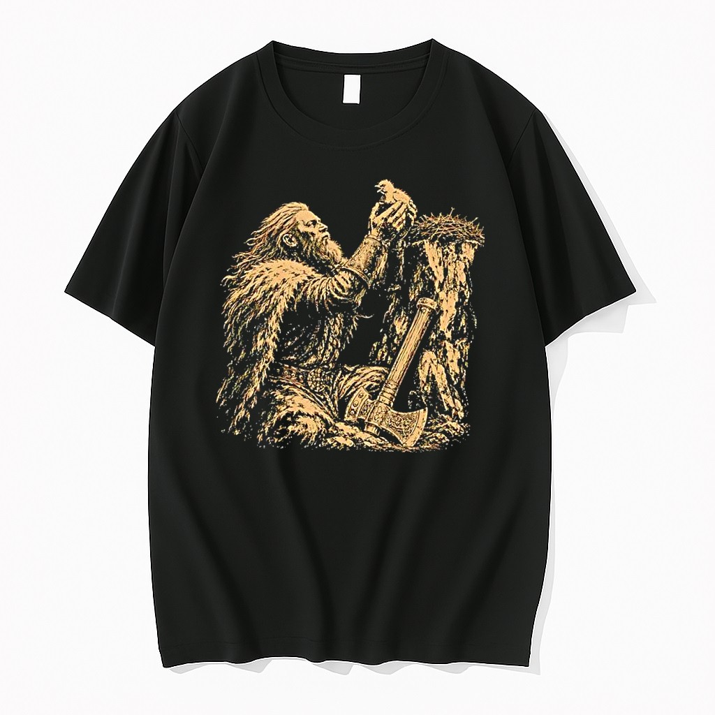 Official Bearded Warrior Holding Bird With Axe T Shirts