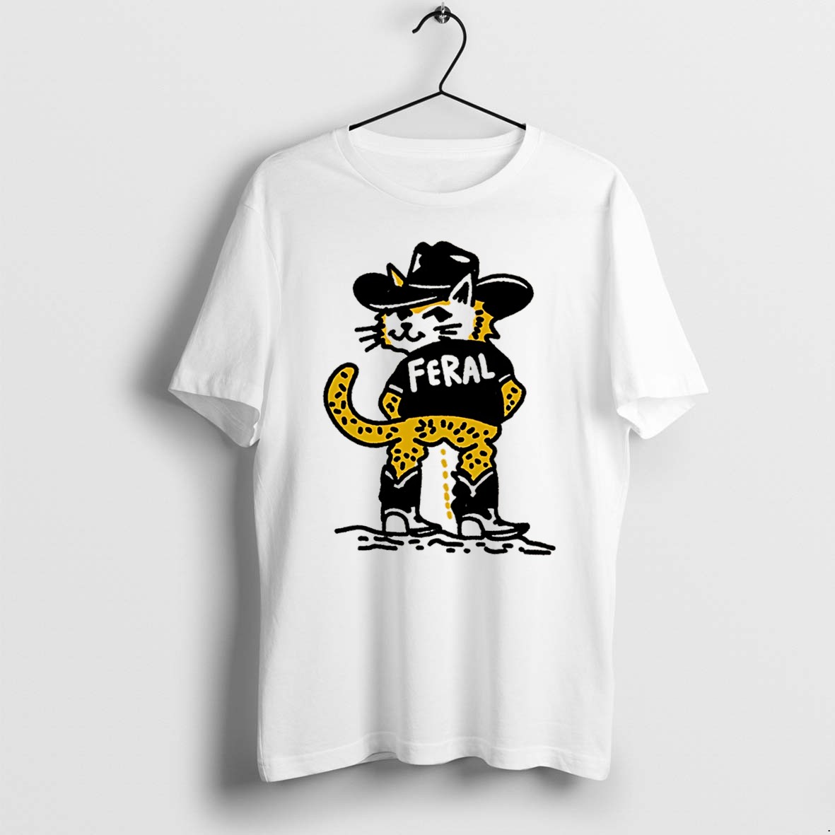 Official Cowboy Cat Feral Funny Tee T Shirts