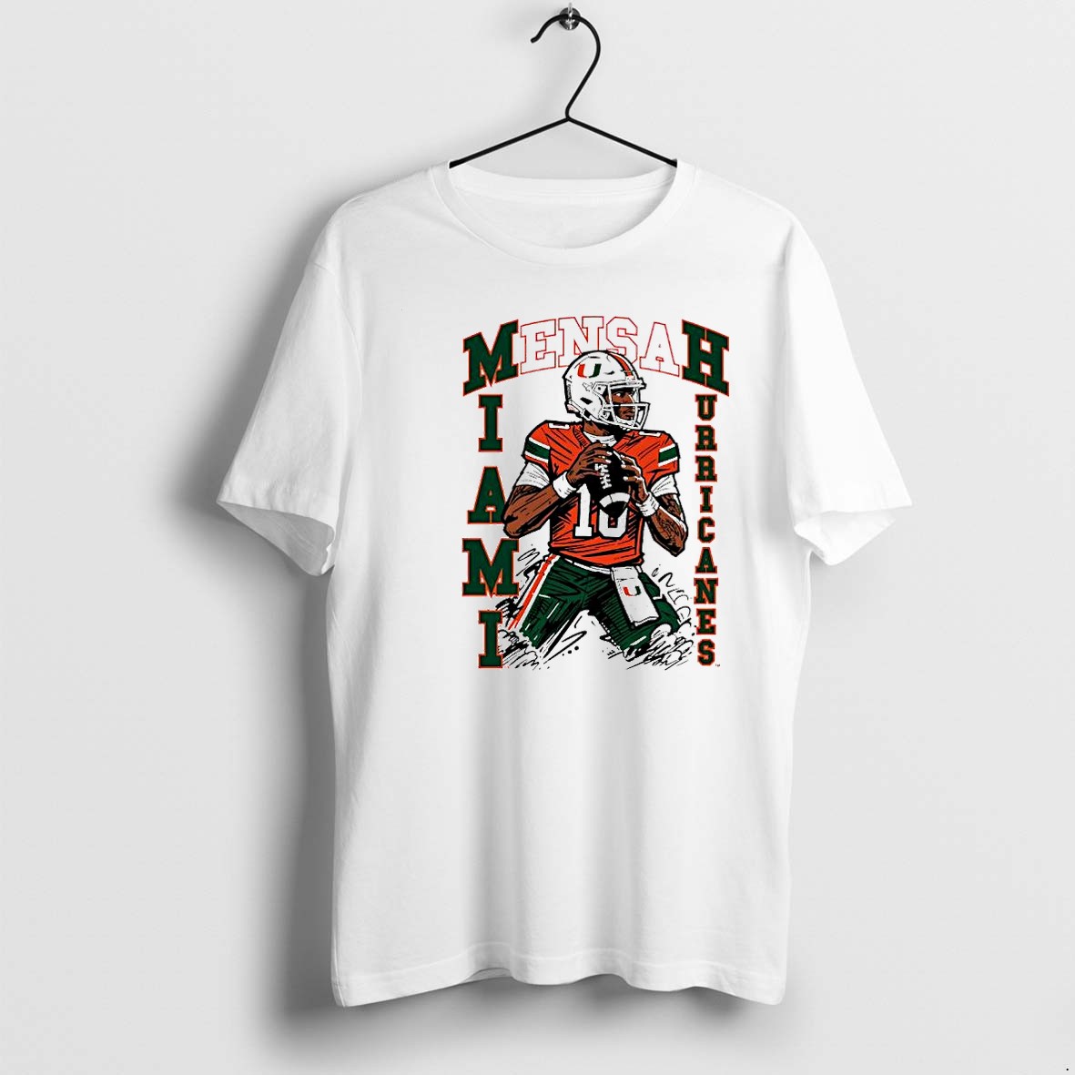 Official Darian Mensah Miami Hurricanes Football Player Number 10 Graphic T Shirts