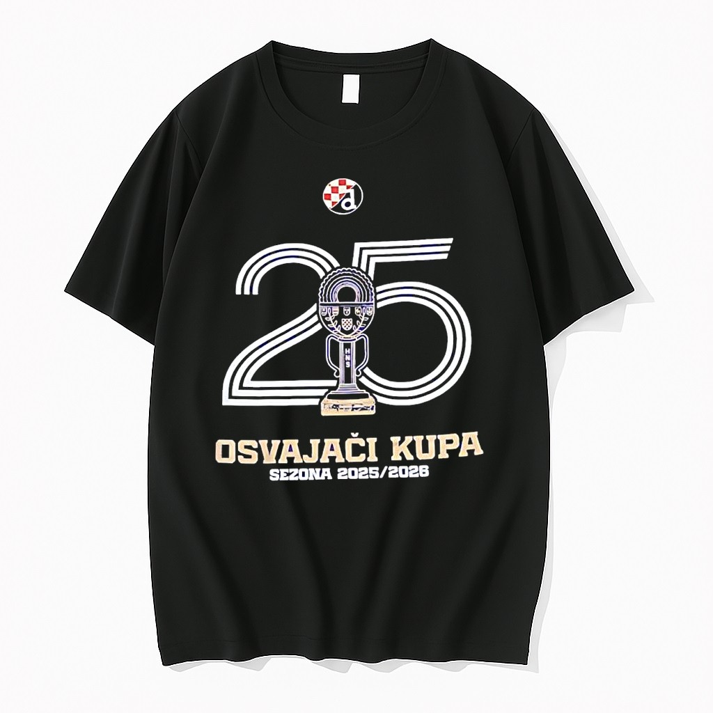 Official Dinamo Zagreb 25th Anniversary Hns Cup Winners 2025 2026 Soccer Trophy T Shirts