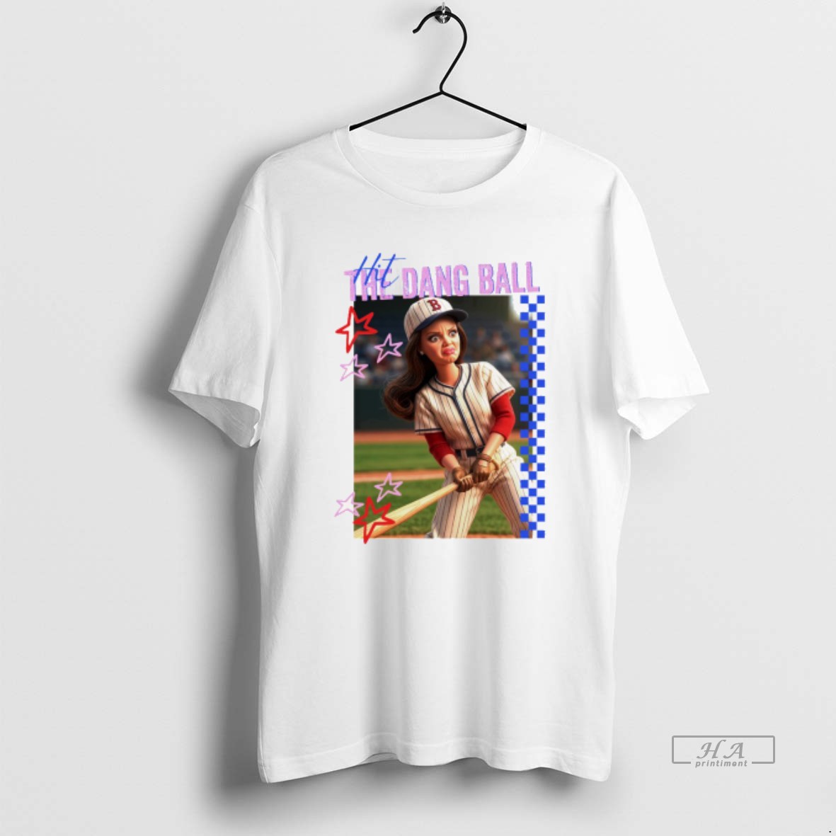Official Distressed Doll Face Meme Hit The Dang Ball Baseball T Shirt