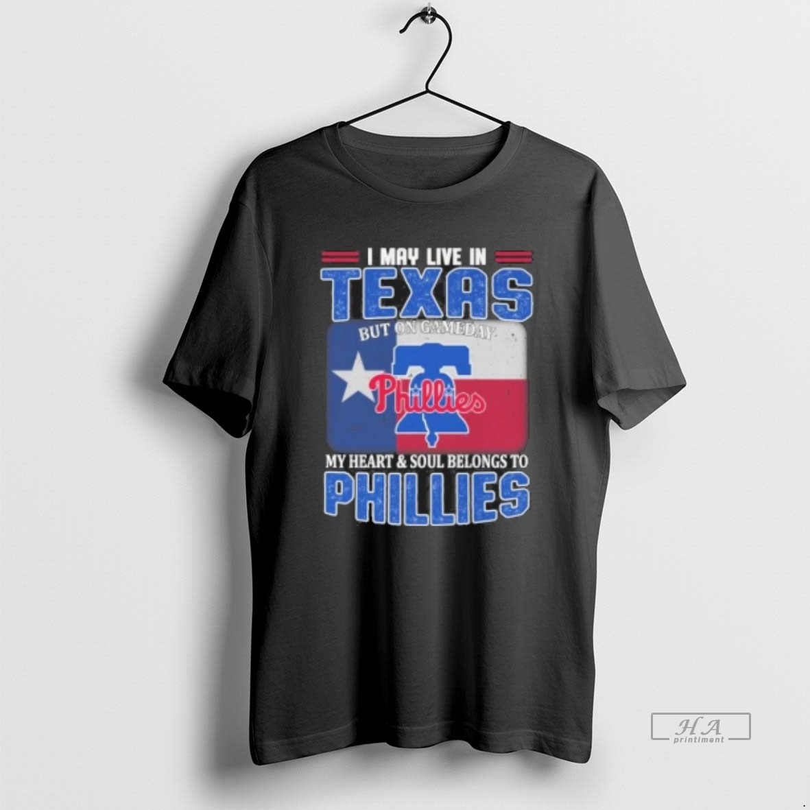 Official I May Live In Texas But On Gameday My Heart Soul Belongs To Philadelphia Phillies T Shirt
