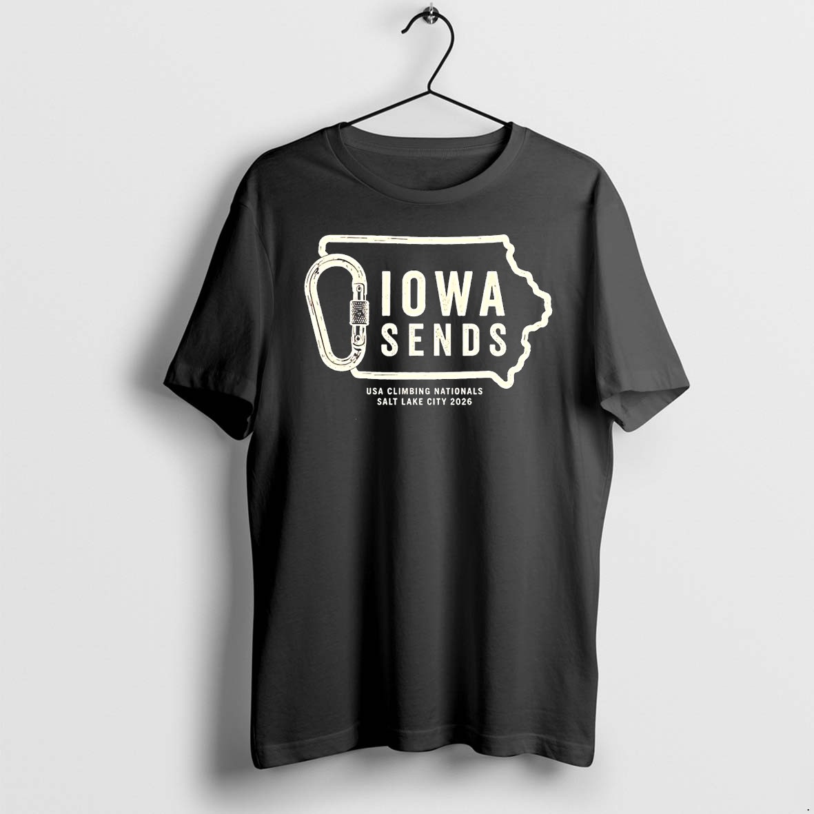 Official Iowa Sends Usa Climbing Nationals Salt Lake City 2026 State Outline T Shirts