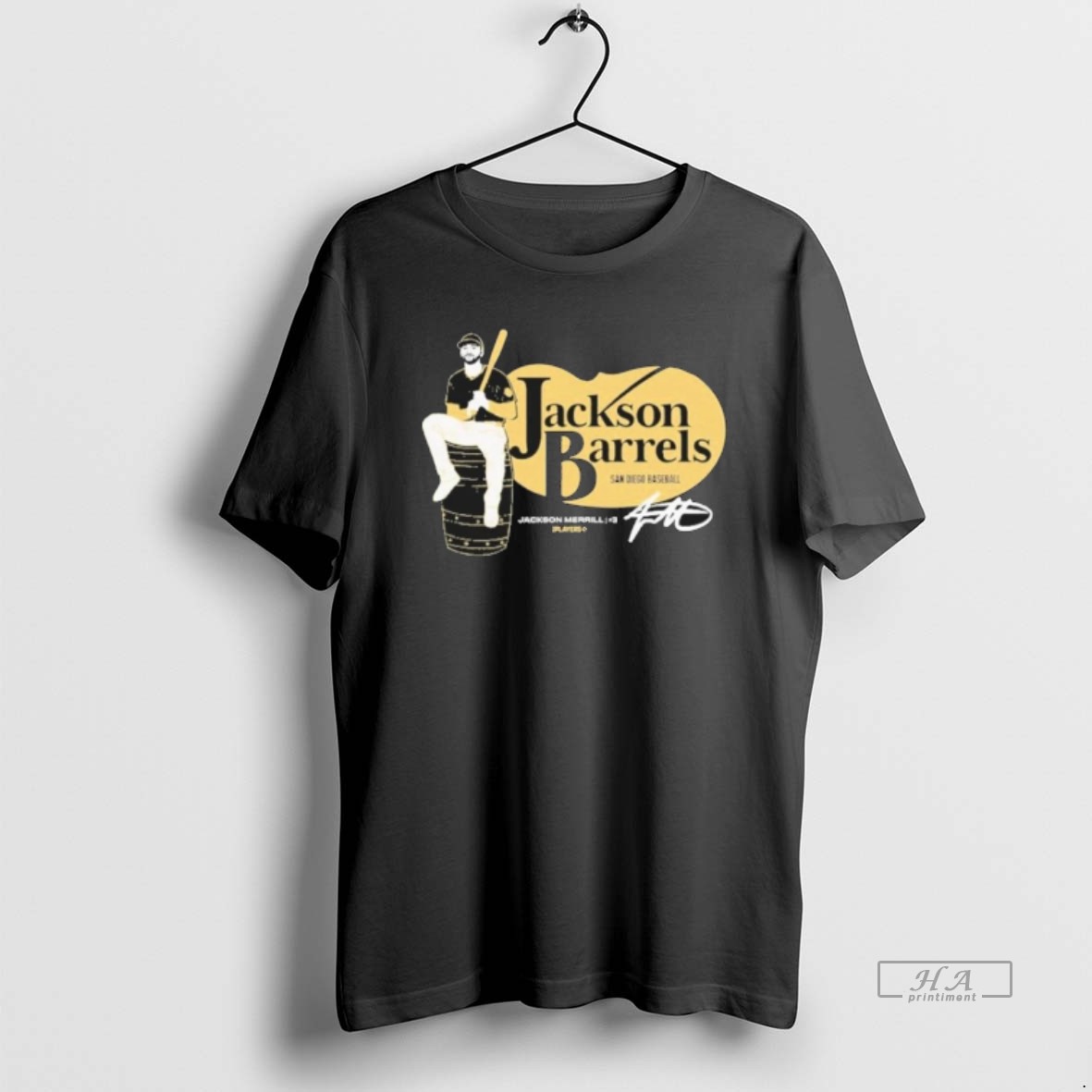 Official Jackson Merrill San Diego Baseball Jackson Barrels T Shirt