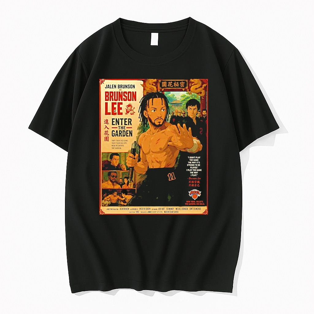 Official Jalen Brunson Brunson Lee Enter The Garden New York Knicks Kung Fu Movie T Shirts