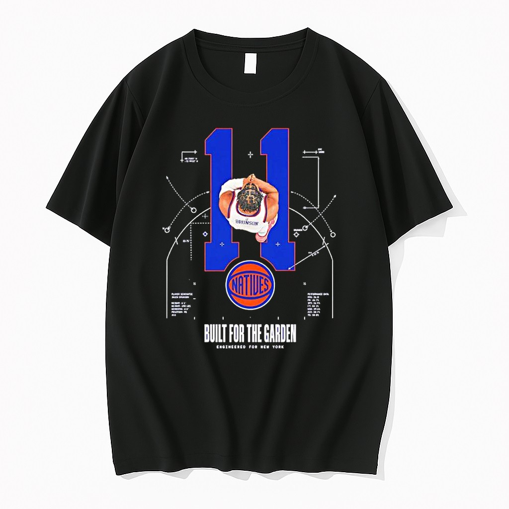 Official Jalen Brunson Number 11 New York Knicks Built For The Garden Blueprint T Shirts