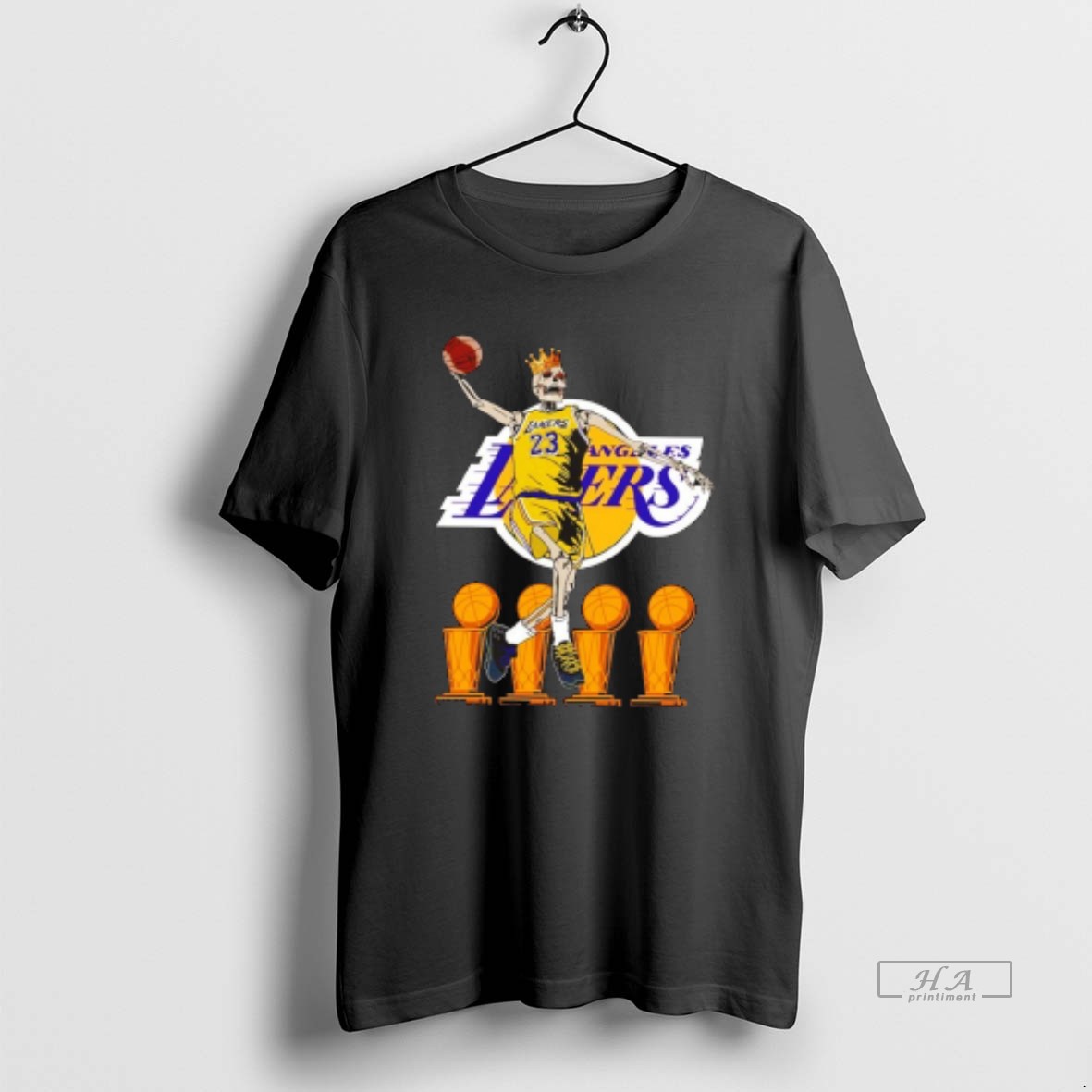 Official King James Los Angeles Lakers Skeleton Trophys Basketball Legend T Shirt