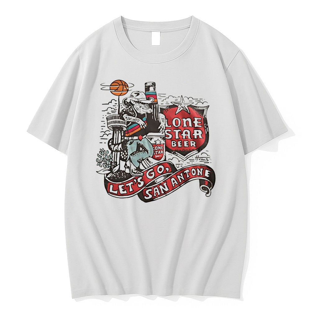 Official Lone Star Beer Lets Go San Antone Spurs T Shirts