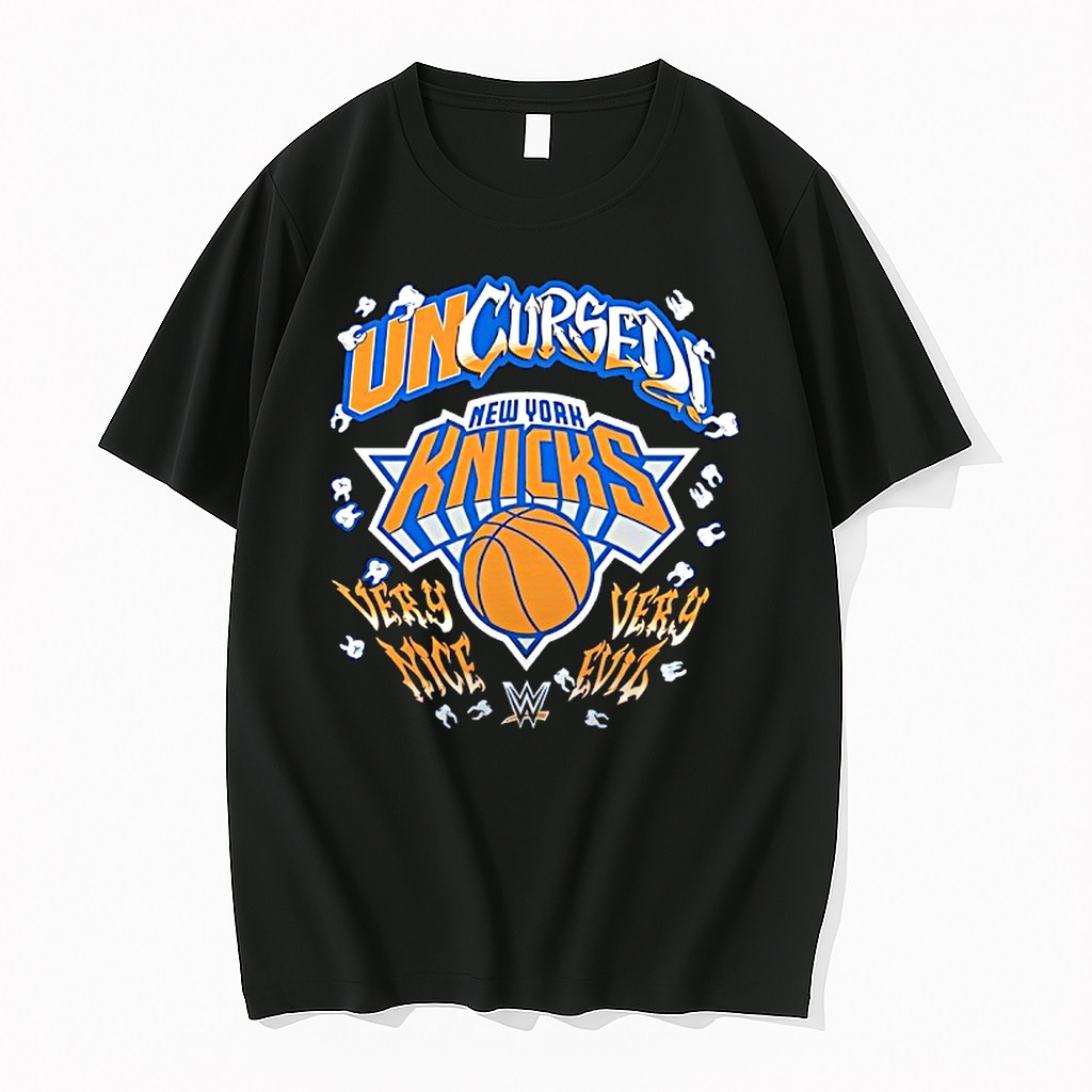 Official New York Knicks Wwe Uncursed Very Nice Very Evil Basketball Mashup T Shirts