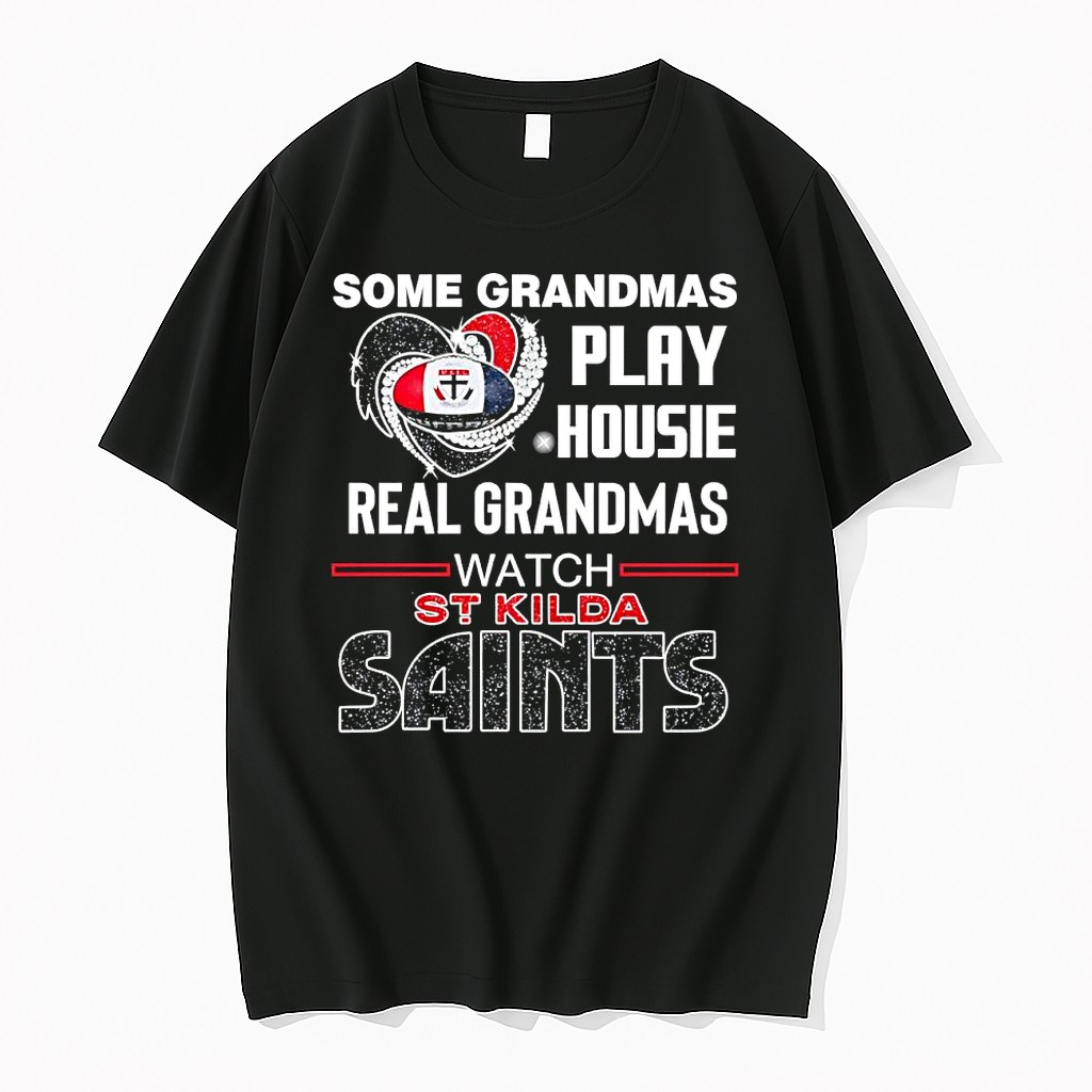 Official Real Grandmas Watch St Kilda Saints Afl Football Heart T Shirts