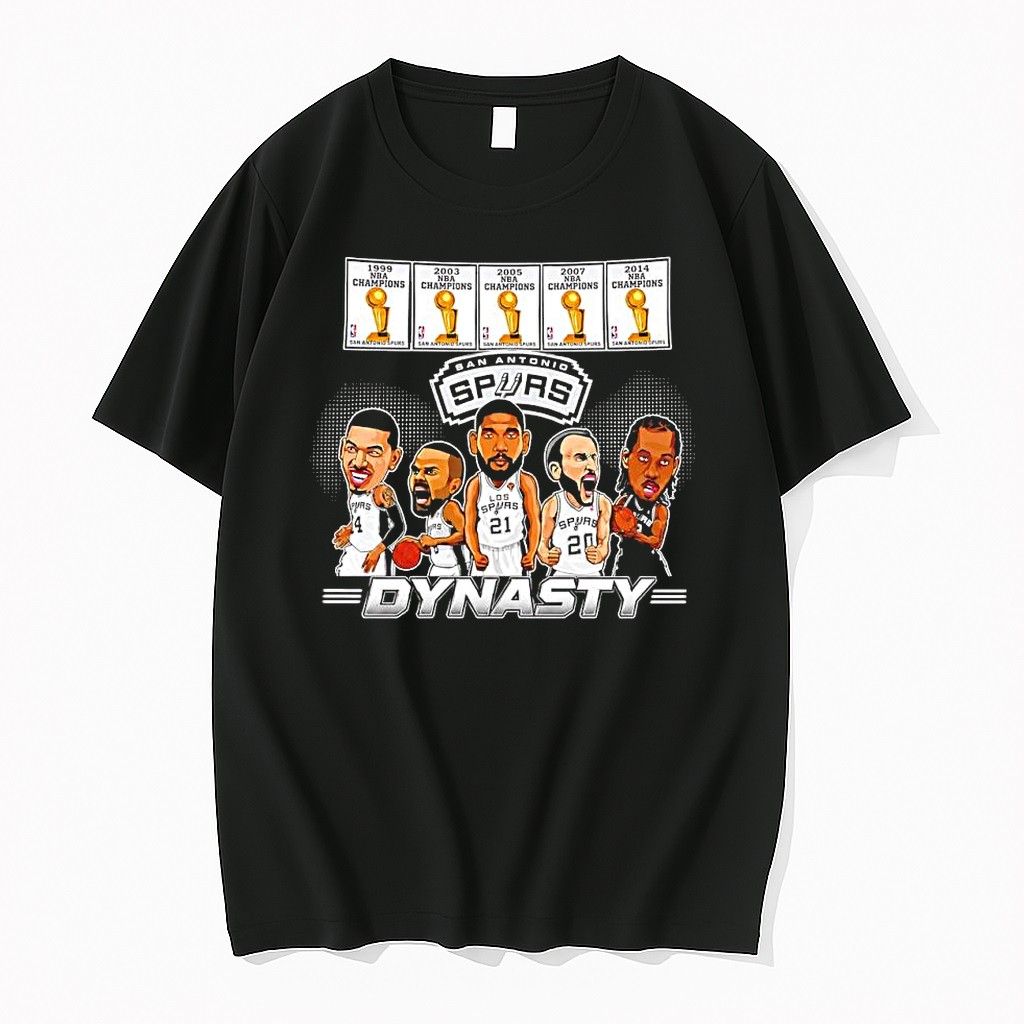 Official San Antonio Spurs Dynasty Nba Champions Players Caricature T Shirts
