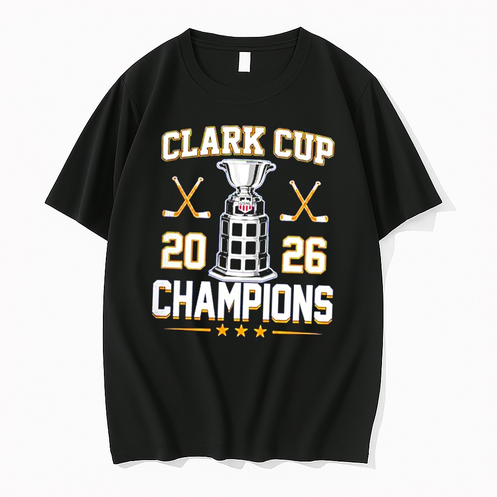 Official Sioux Falls Stampede Hockey 2026 Clark Cup Champions Trophy Tee T Shirts
