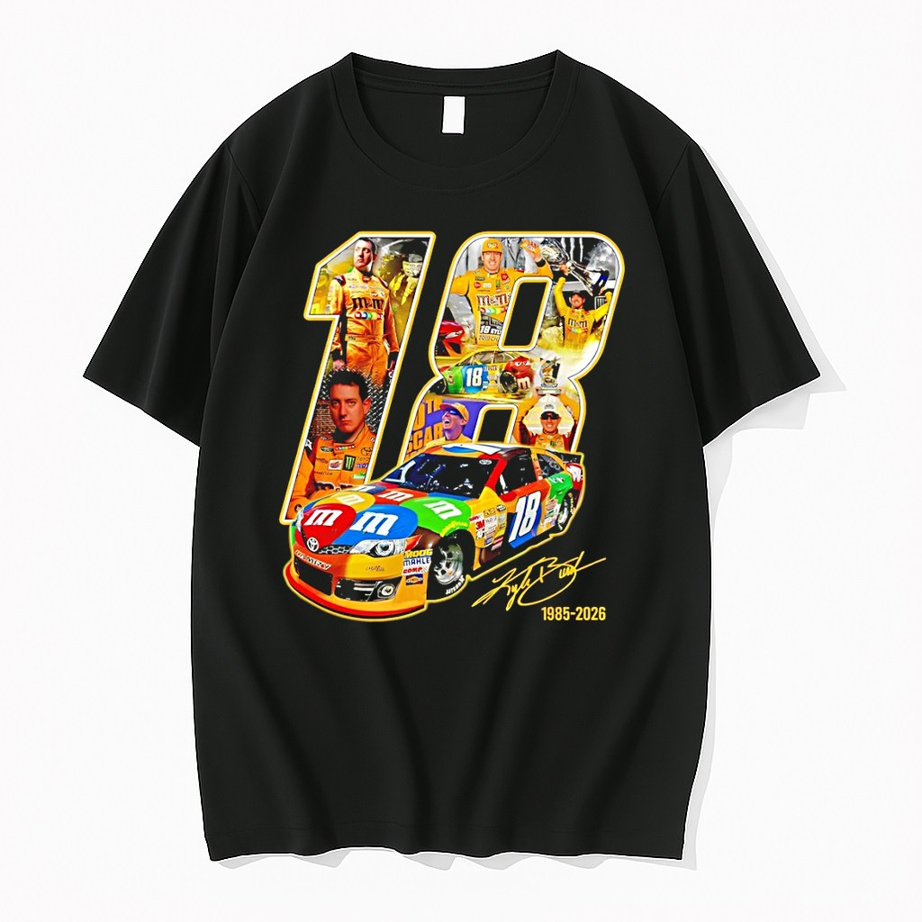 Official Vintage Kyle Busch 18 Tribute Nascar Legend Memorial Signature T Shirts