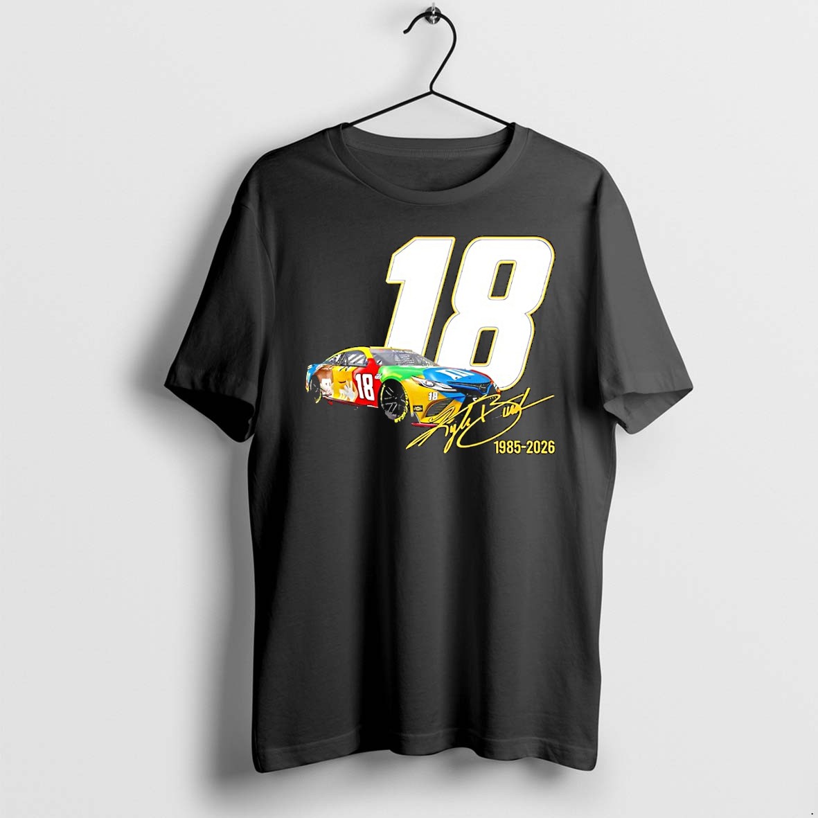 Official Vintage Kyle Busch 18 Tribute Nascar Legend Memorial Signature Sports T Shirts