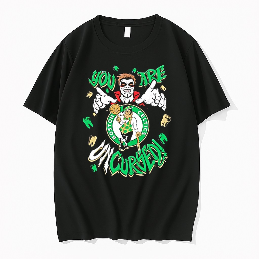 Official Wwe Drops Danhausen X Boston Celtics You Are Uncursed Vampire Horror T Shirts