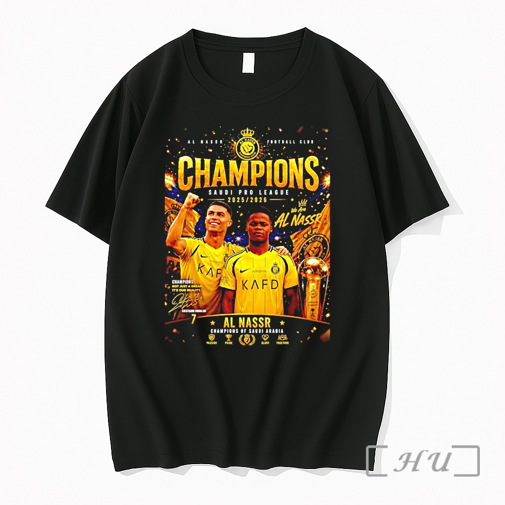 Officials Al Nassr Fc Saudi Pro League Champions 2025 2026 Premium T Shirts Sweater Hoodie