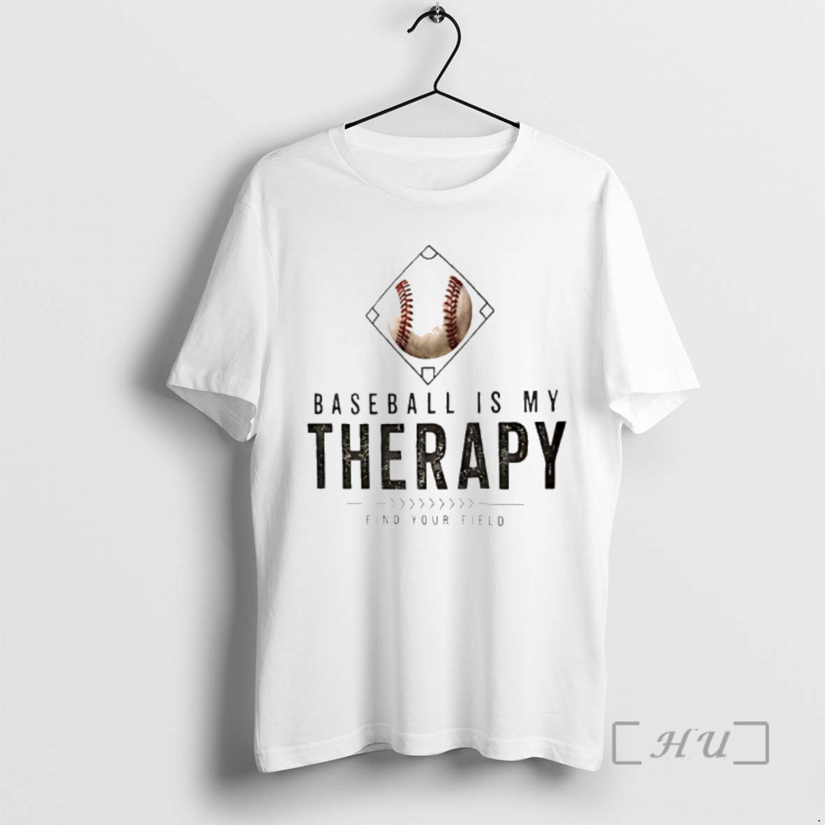 Officials Baseball Is My Therapy Find Your Field Logo Premium T Shirts Sweater Hoodie