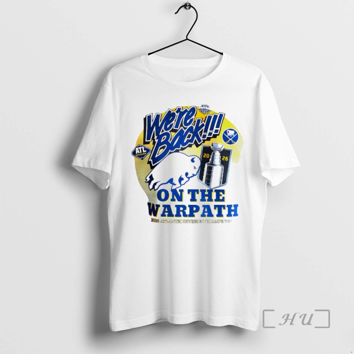 Officials Buffalo Sabres Nhl 2026 Atlantic Division Champions On The Warpath Were Back Premium T Shirts Sweater Hoodie
