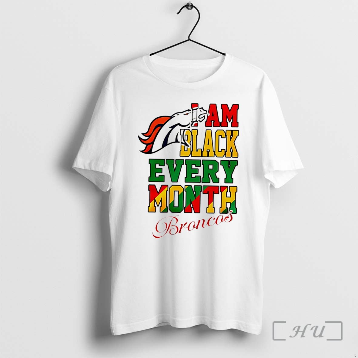 Officials Denver Broncos I Am Black Every Month Juneteenth Logo Tee Premium T Shirts Sweater Hoodie
